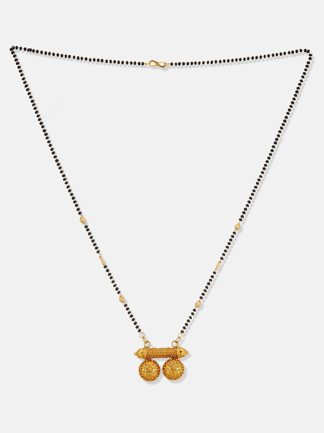 ATIBELLE Gold-Plated Artificial Stones Studded and Beaded Mangalsutra