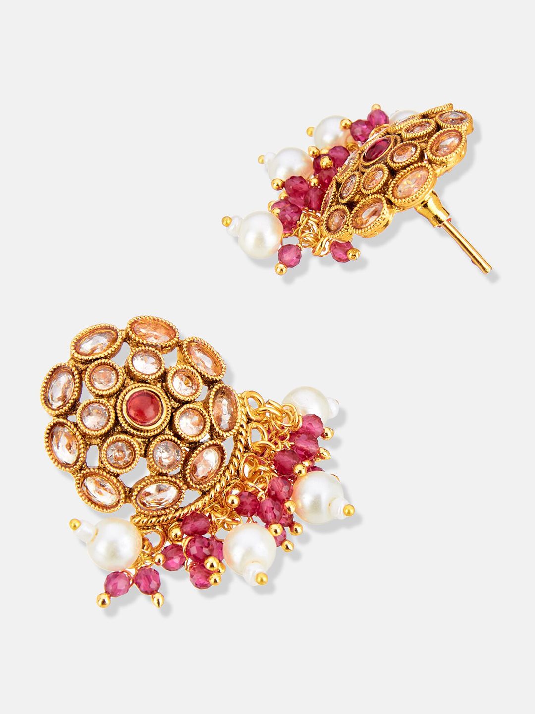 ATIBELLE Copper-Plated Stone-Studded & Beaded Jewellery Set