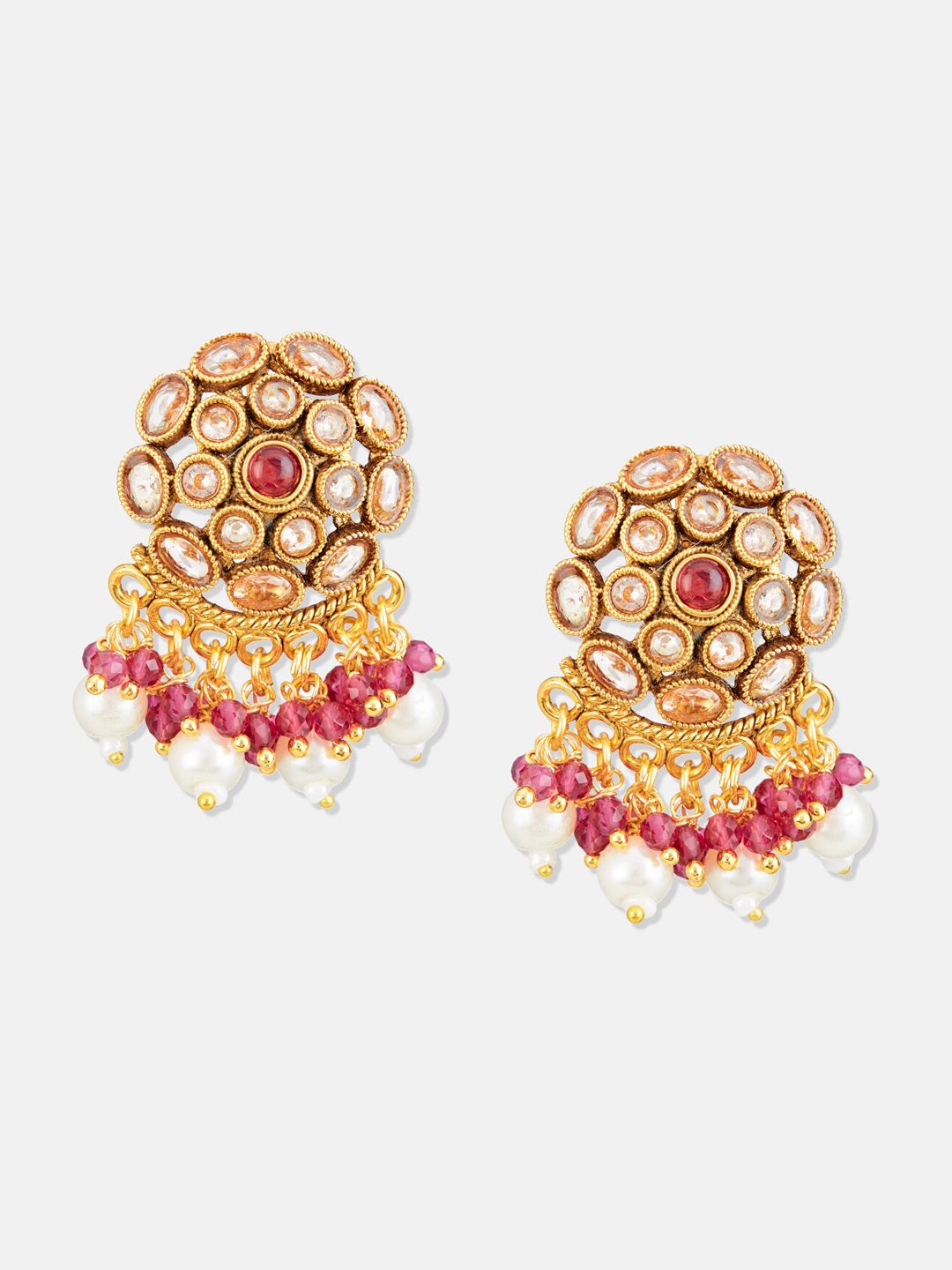 ATIBELLE Copper-Plated Stone-Studded & Beaded Jewellery Set