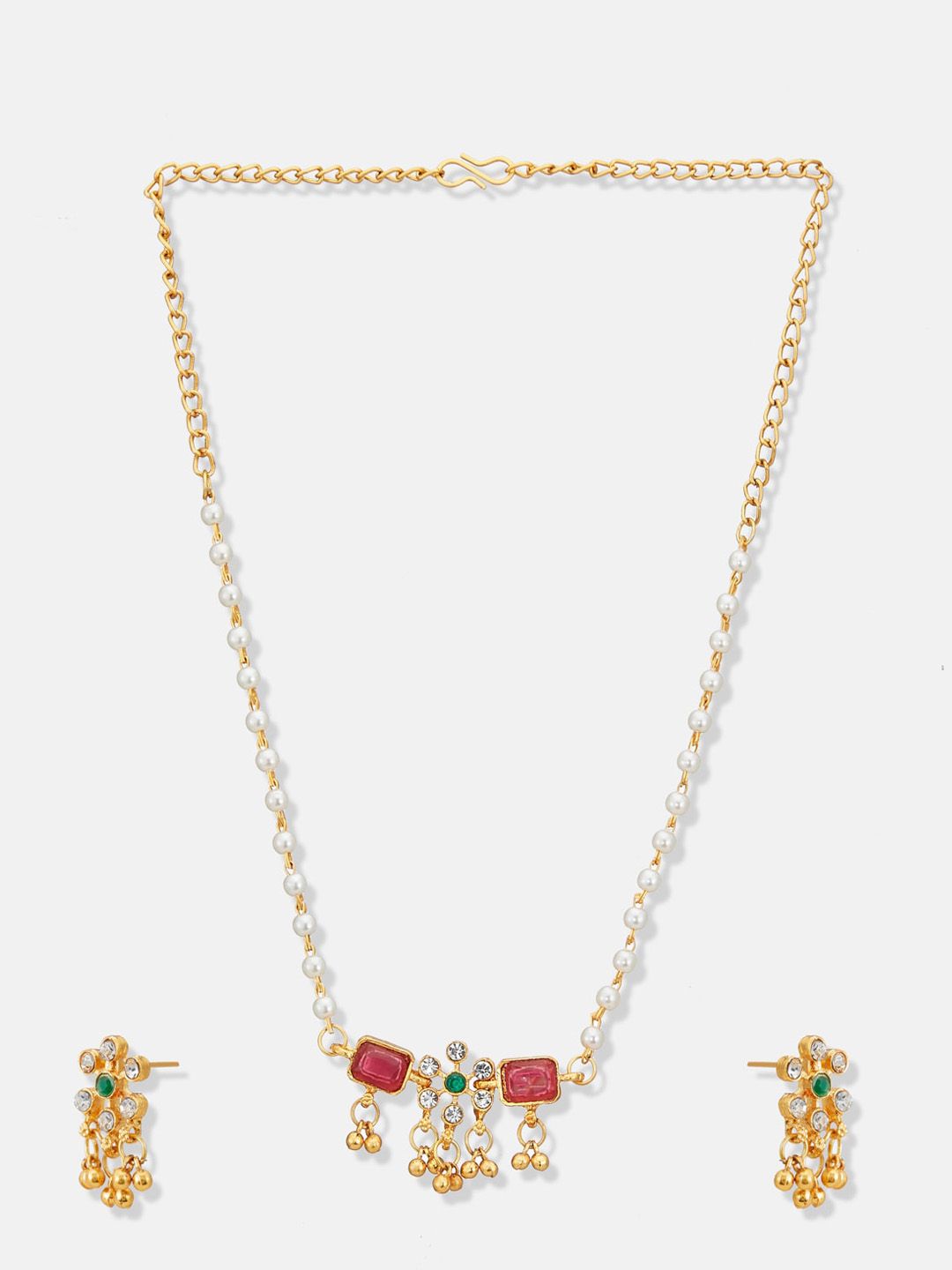 ATIBELLE Gold-Plated Stone Studded Jewellery Set