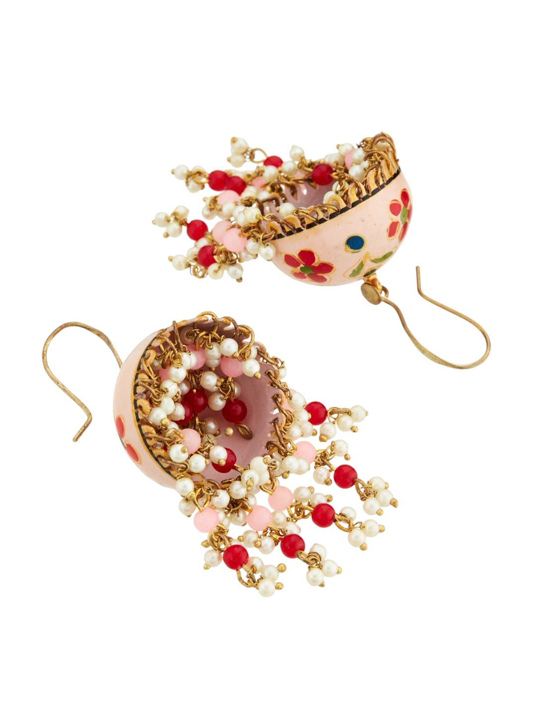 ATIBELLE Set Of 3 Gold-Plated Kundan-Studded Contemporary Chandbalis