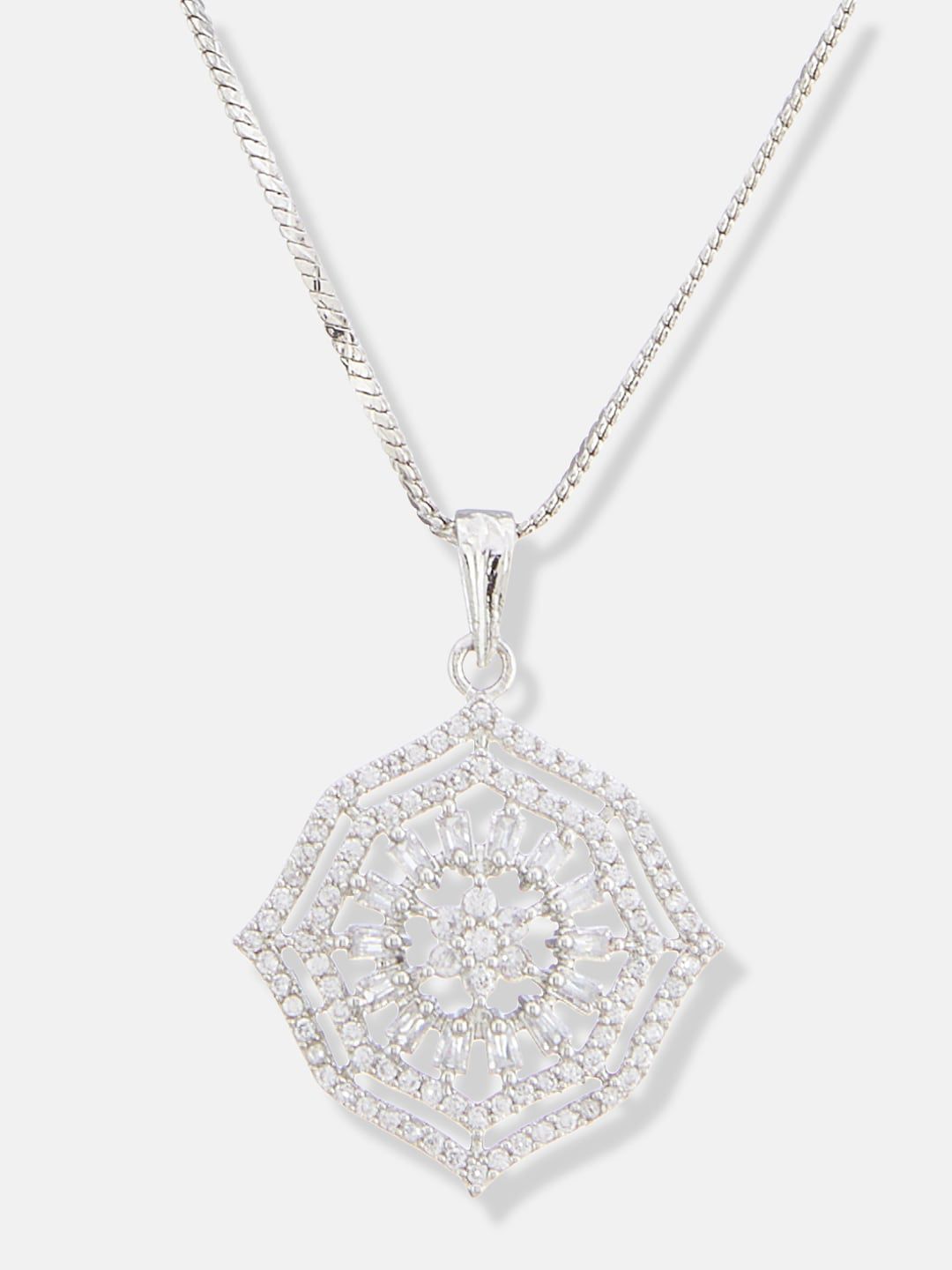 ATIBELLE Silver-Plated CZ Studded Jewellery Set