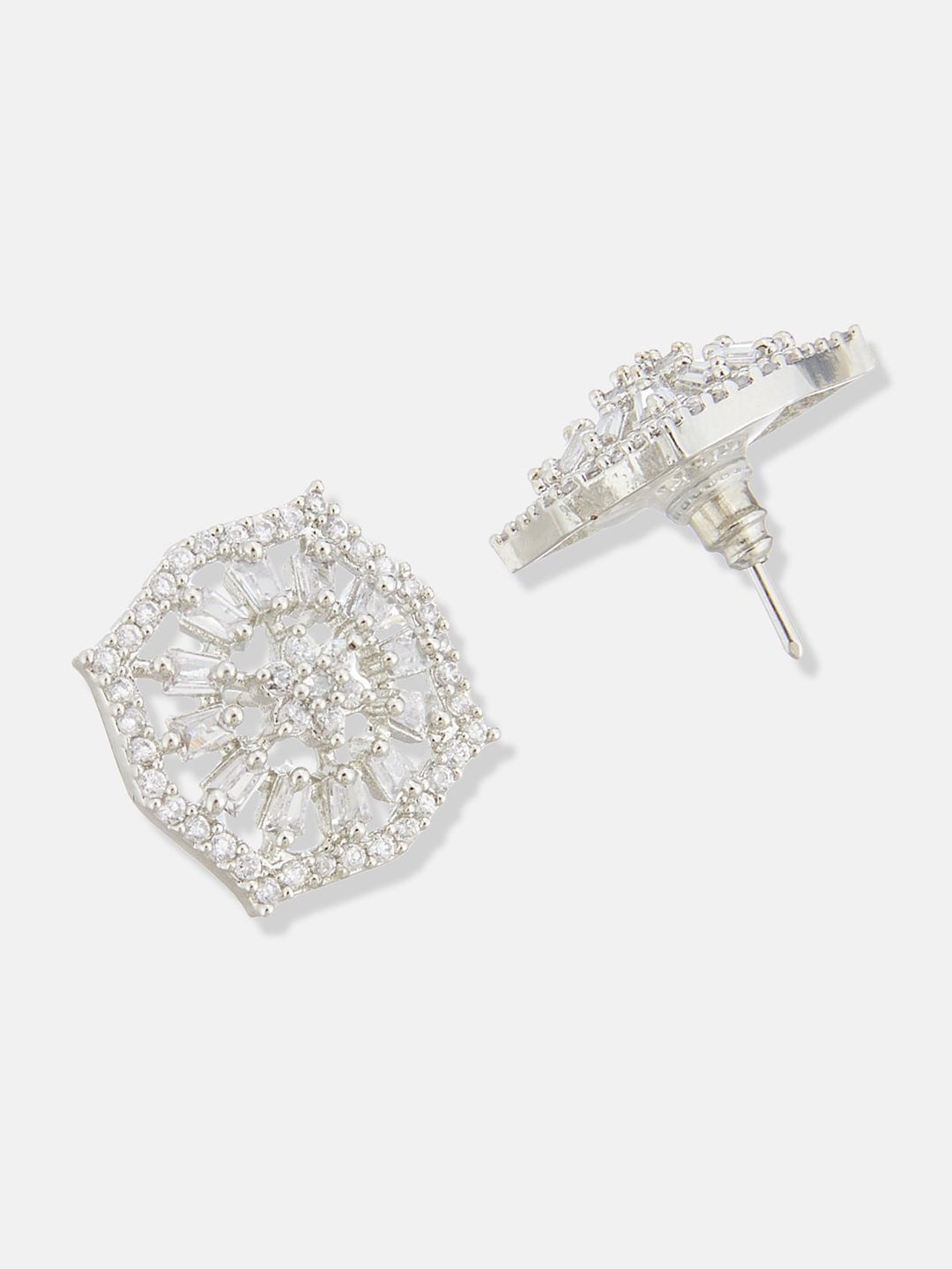 ATIBELLE Silver-Plated CZ Studded Jewellery Set