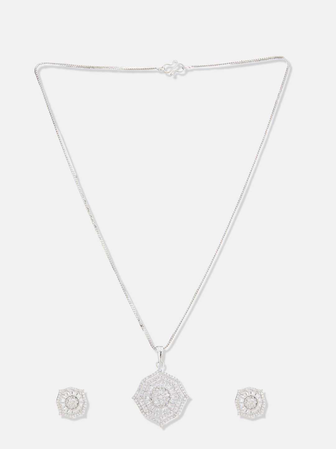 ATIBELLE Silver-Plated CZ Studded Jewellery Set