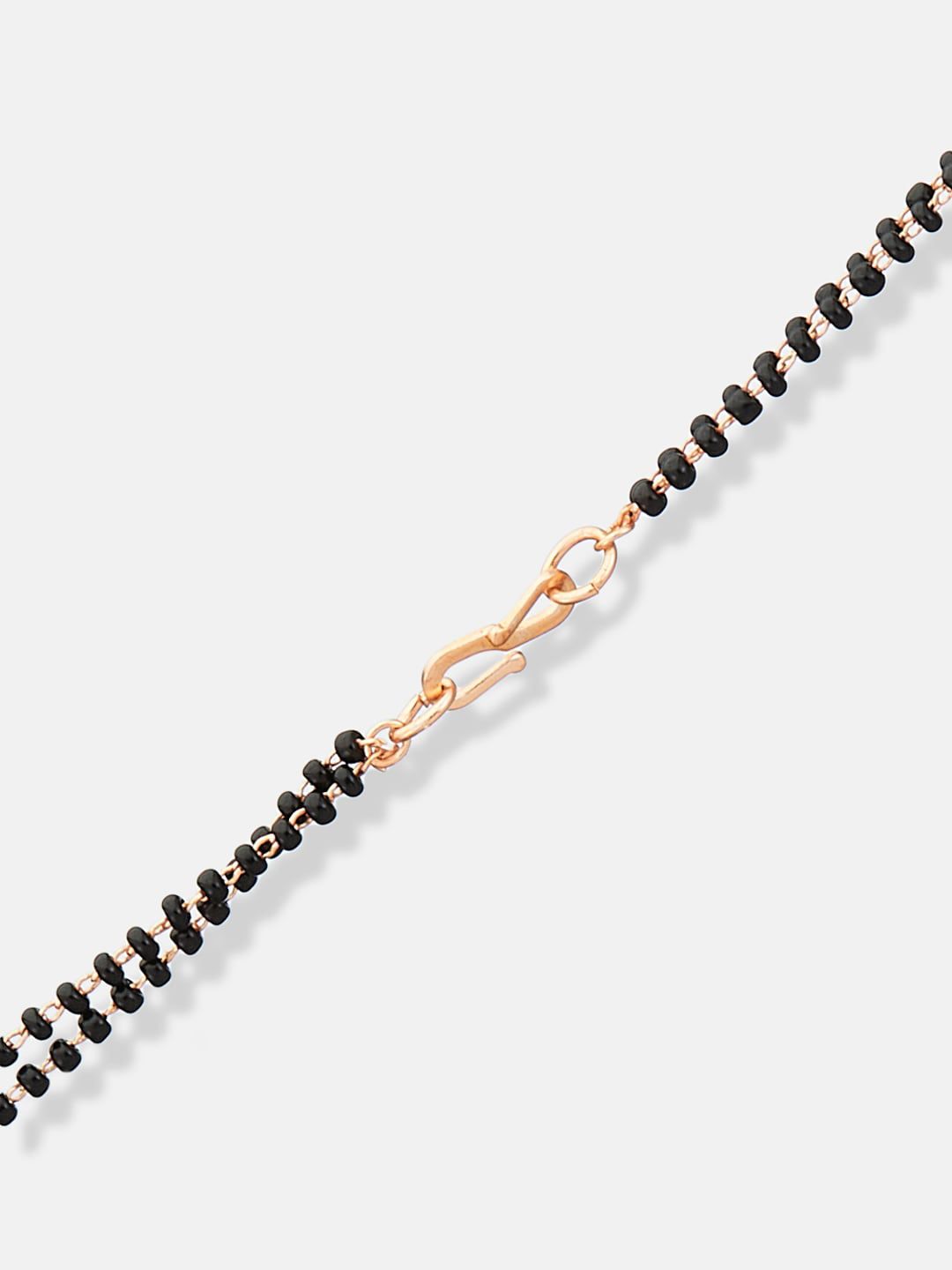 ATIBELLE Rose Gold-Plated Cubic Zirconia Stones Studded and Beads Mangalsutra