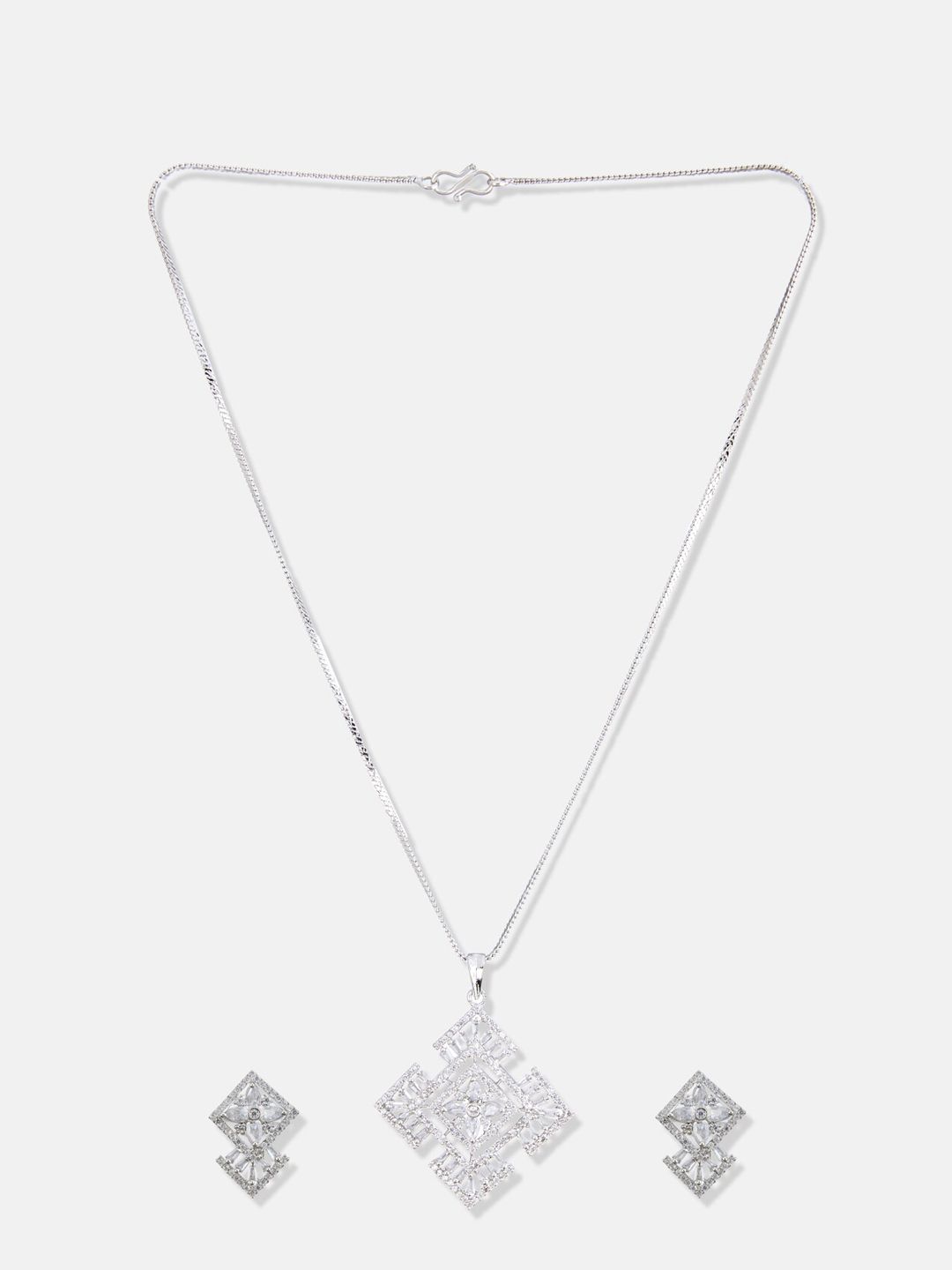 ATIBELLE Silver-Plated Cubic Zirconia Studded Jewellery Set