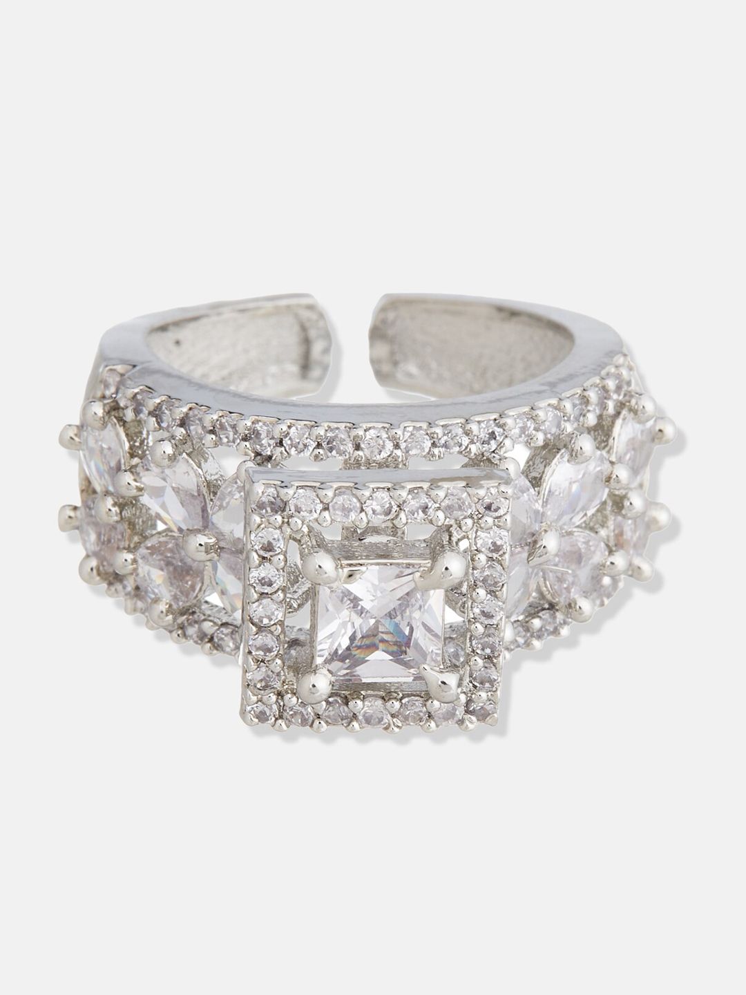 ATIBELLE Silver-Plated Cubic Zirconia Studded Jewellery Set