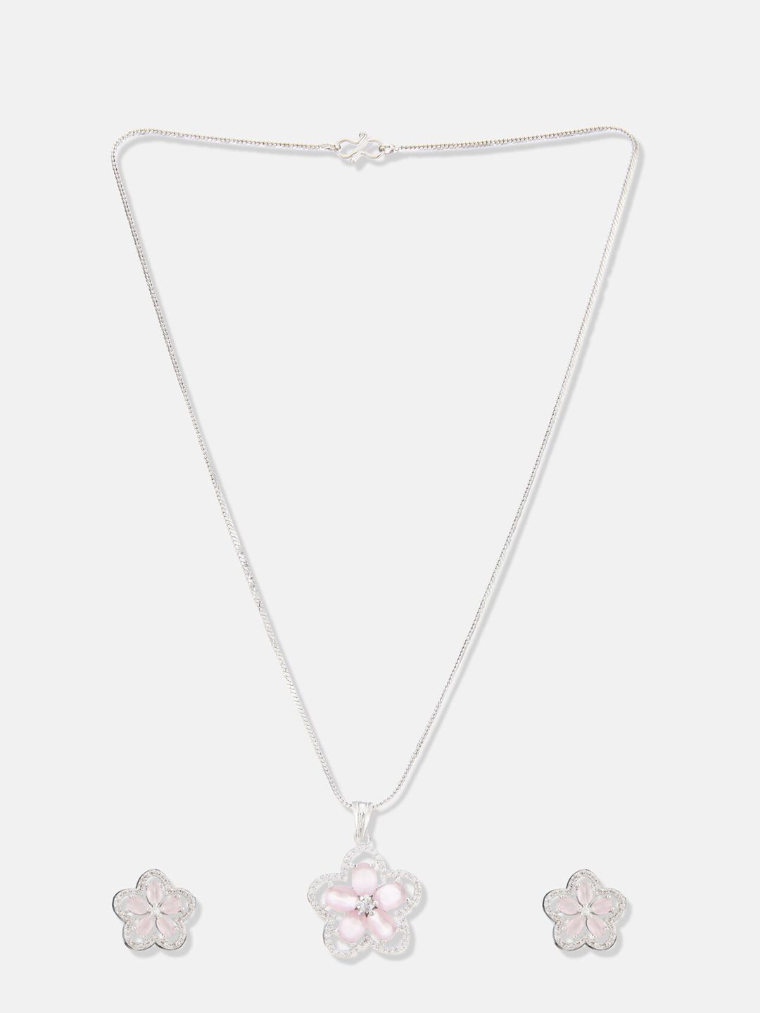 ATIBELLE Silver-Plated Cubic Zirconia Stone Studded Jewellery Set