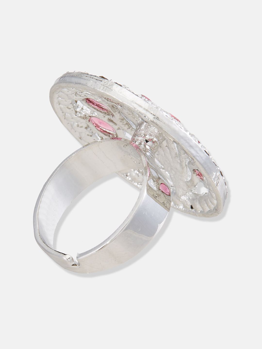 ATIBELLE Silver-Plated Stone Studded Finger Ring
