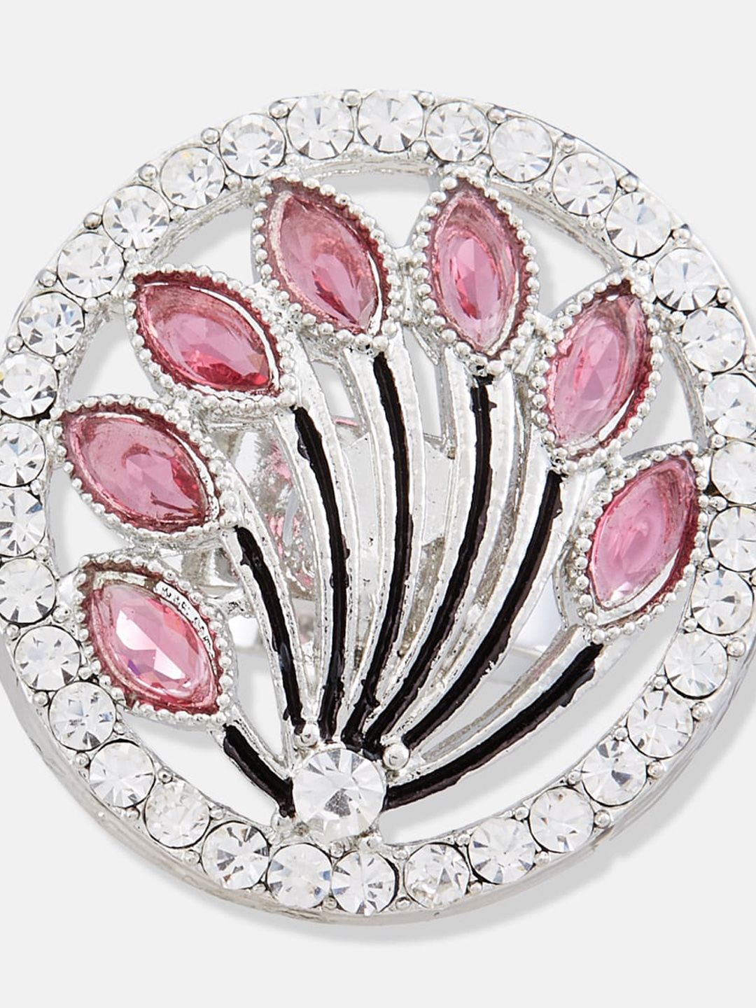 ATIBELLE Silver-Plated Stone Studded Finger Ring