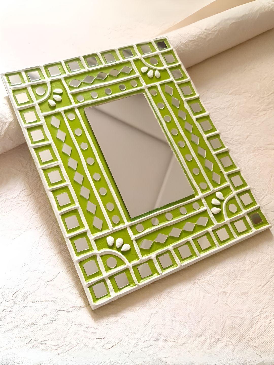 Peepul Tree Lime Green Embellished Wall Mirror-image-31