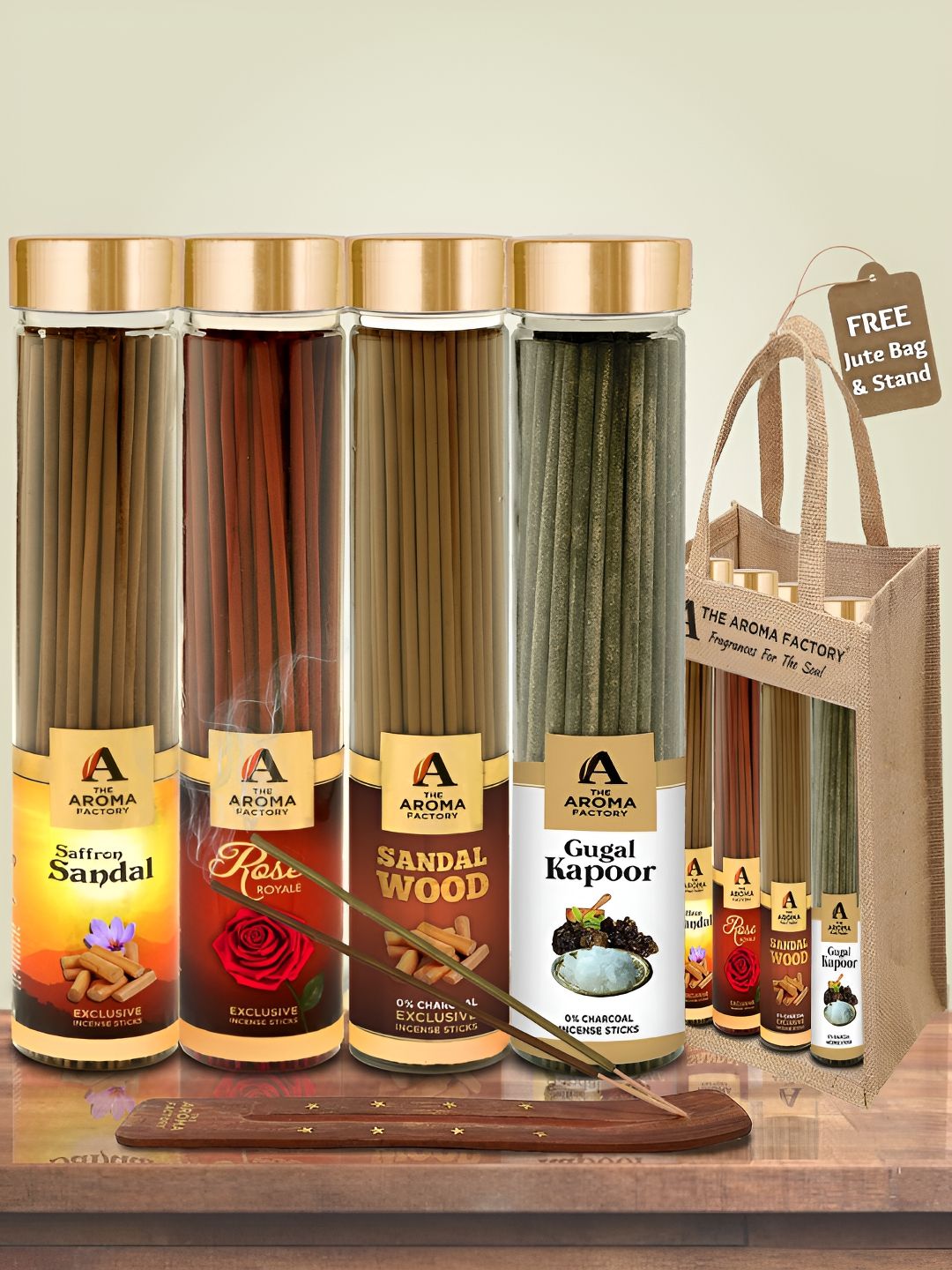 The Aroma Factory Green 4 Pieces Chandan, Sandalwood, Rose, Kapoor Incense Agarbattis-picture-40