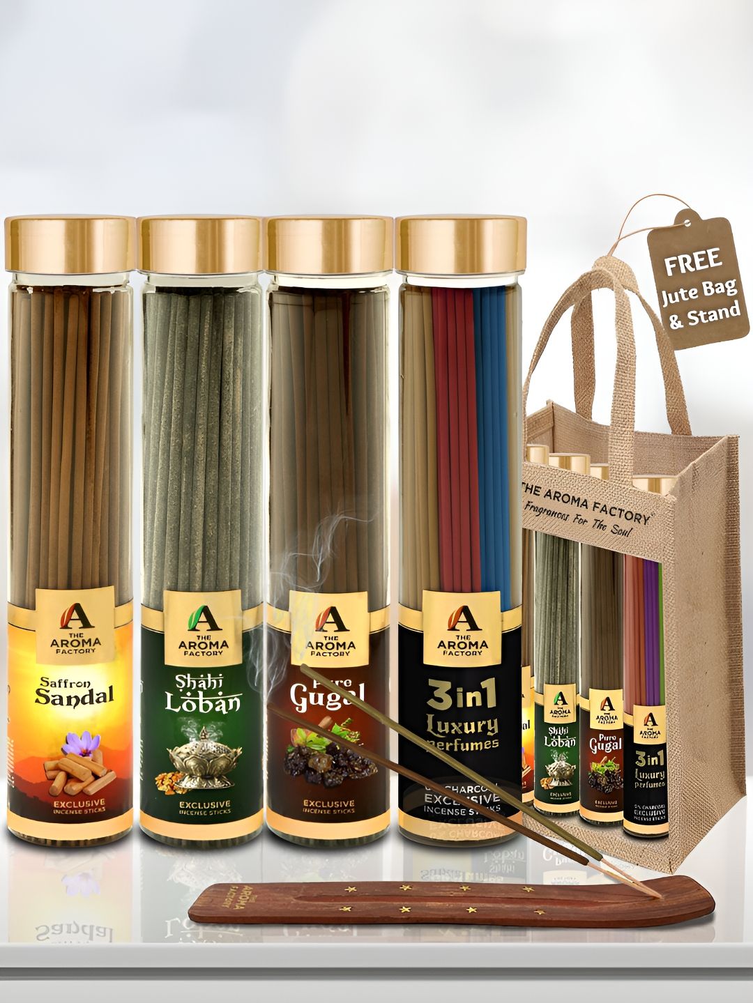 The Aroma Factory Red & Green 4 Pieces Sandal, Loban, Gugal, 3in1 Incense Agarbattis-picture-35