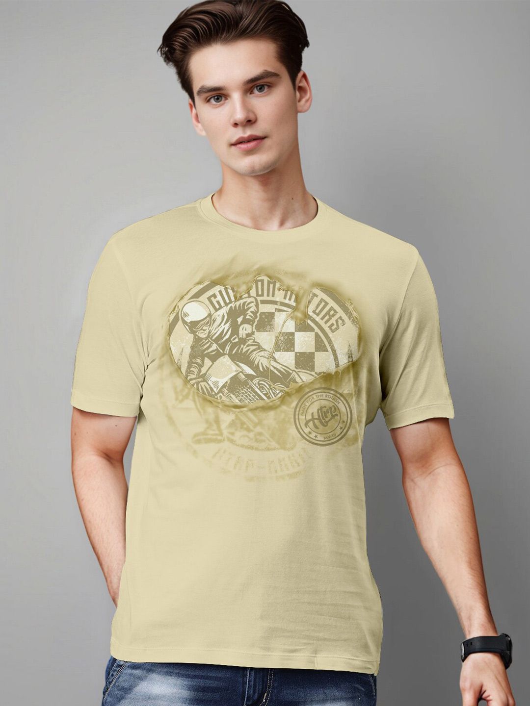 Huetrap Graphic Printed Round Neck Pure Cotton T shirt-image-28
