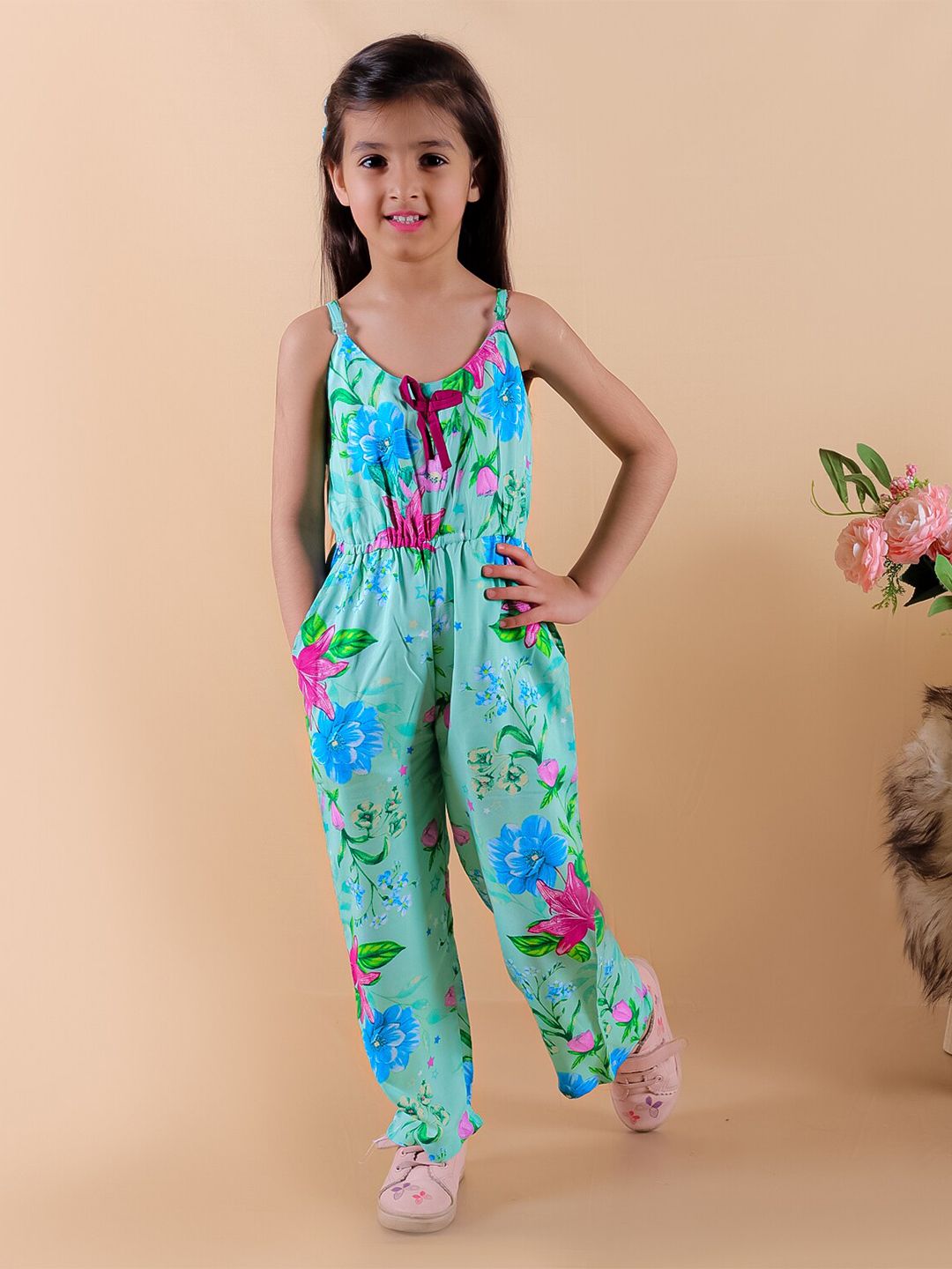 Superminis Girls Floral Printed Basic Jumpsuit-picture-15