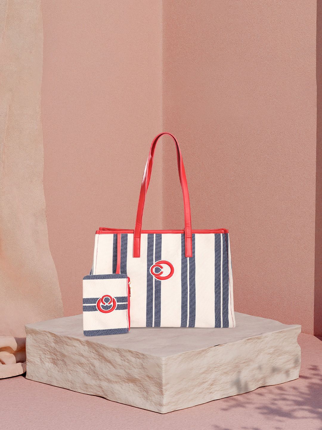 Caprese Striped Oversized Shopper Canvas Cotton Tote Bag-picture-10