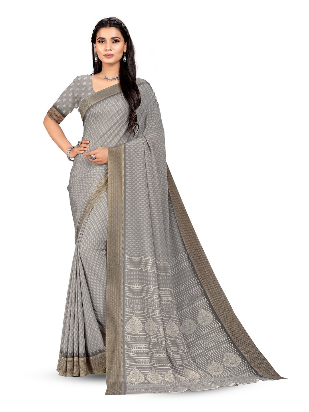 VIMLA Ethnic Motifs Printed Pure Crepe Mysore Silk Saree-image-27