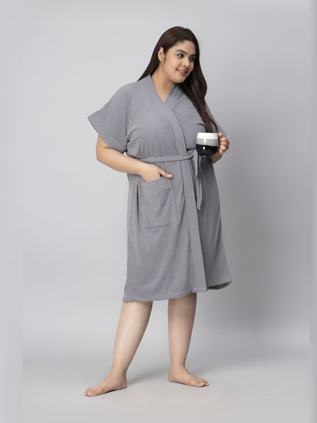 HotGown Women Plus Size Half Sleeves Bathrobe-image-24