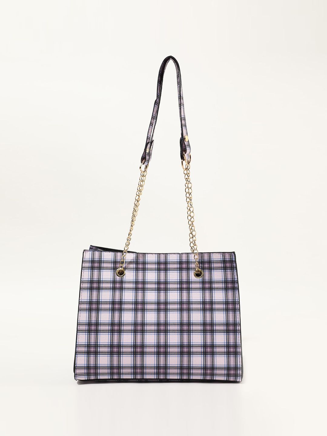 LULU & SKY Checked Structured Shoulder Bag-image-21