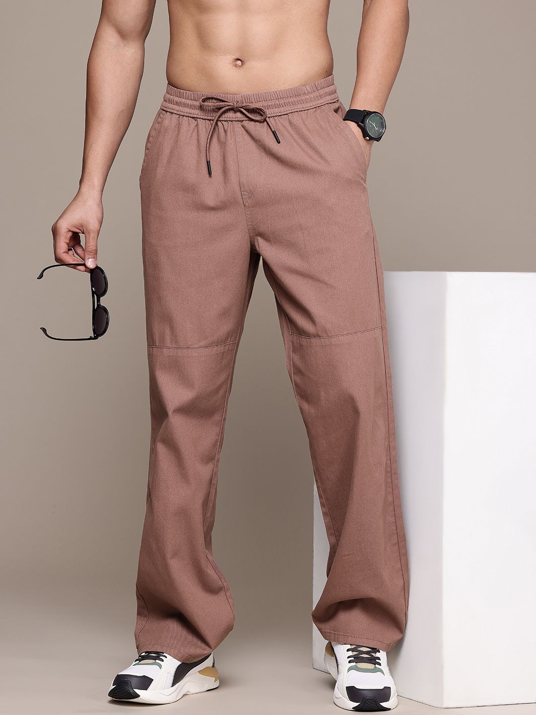 The Roadster Life Co. Men Pure Cotton Straight Fit Trousers-image-9