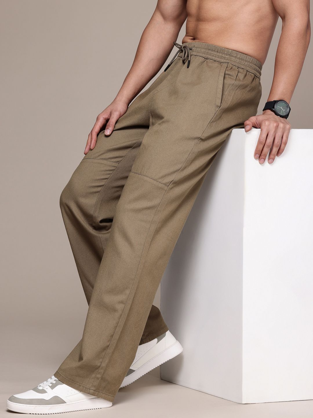 The Roadster Life Co. Men Pure Cotton Straight Fit Trousers-picture-54