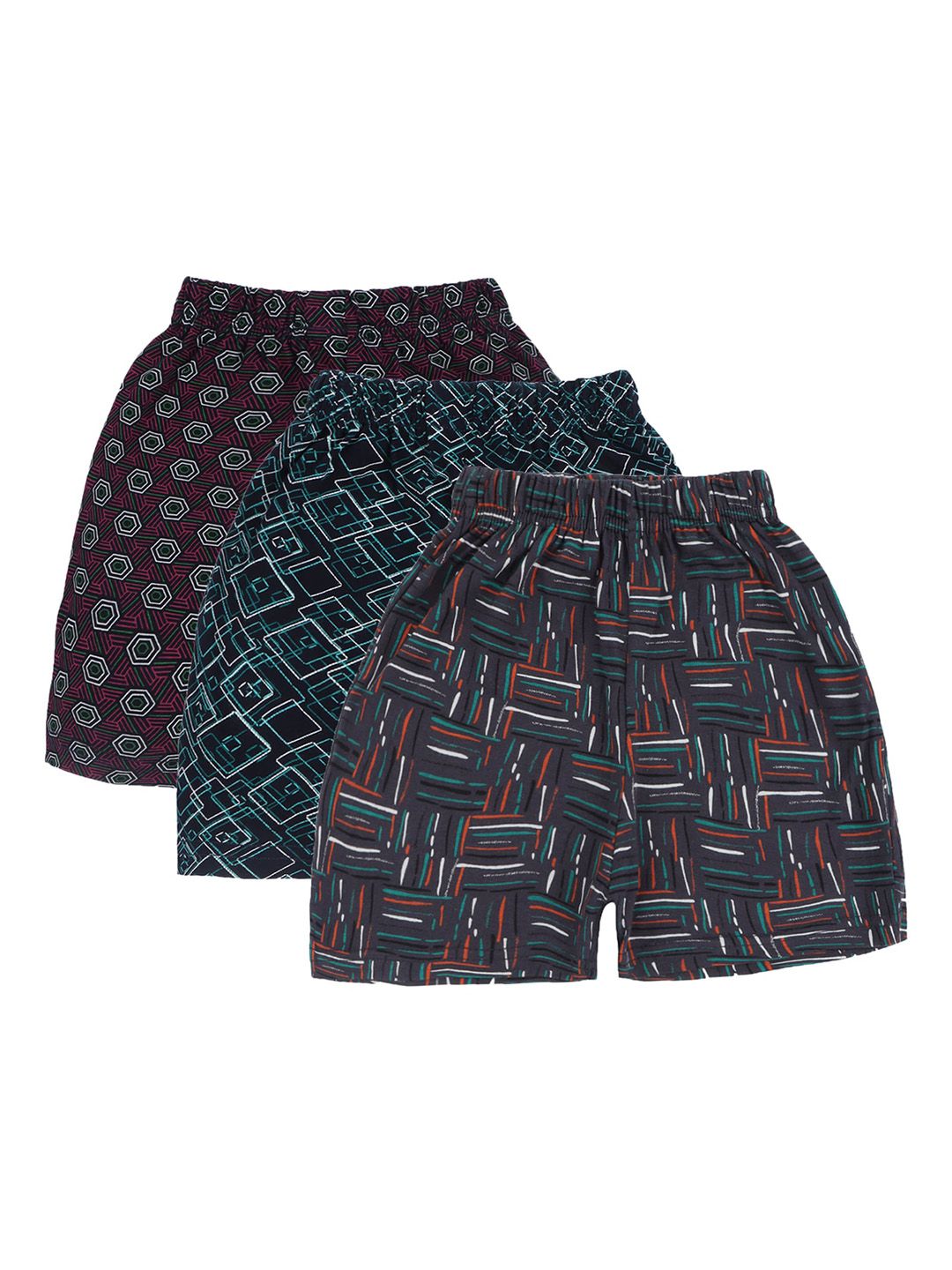 DYCA Boys Pack Of 3 Geometric Printed Assorted Cotton Shorts-picture-26