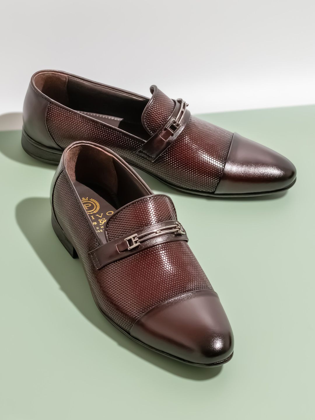 PRIVO by Inc.5 Men Textured Leather Formal Loafers-picture-13
