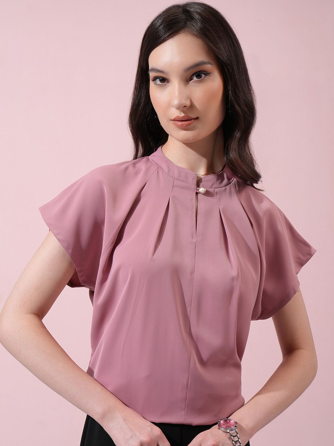 Tokyo Talkies Extended Sleeves High Neck Pleated Top-picture-17