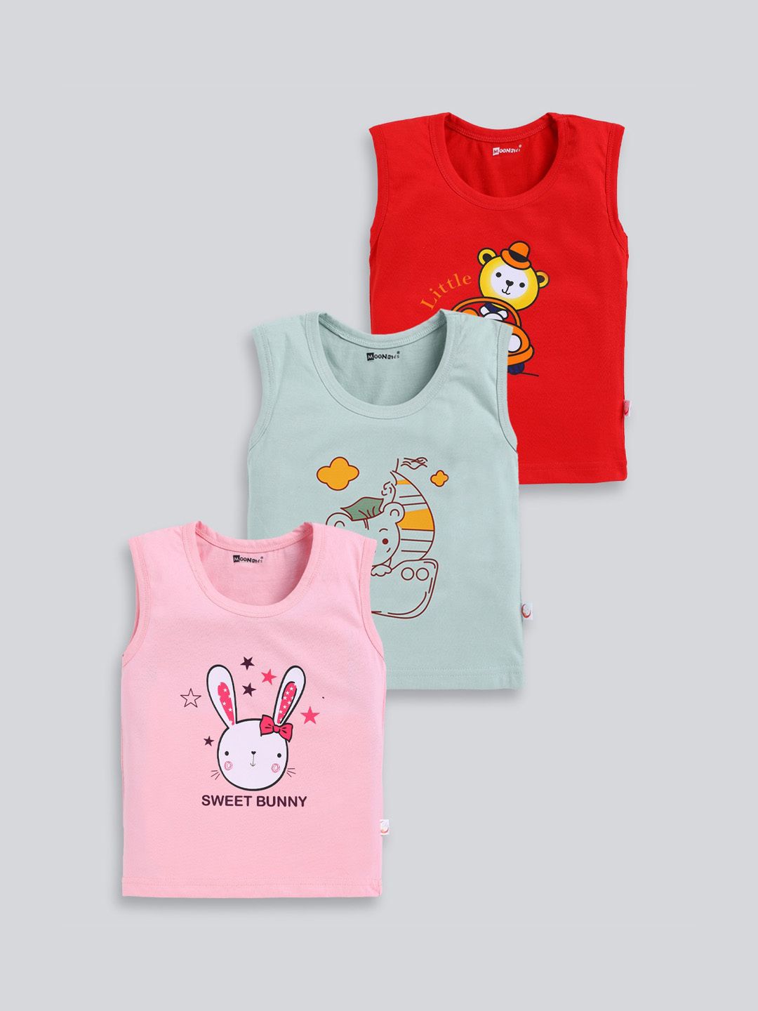 MooNKids Kids Pack of 3 Printed Cotton Innerwear Vests MK_Vest_311-image-37