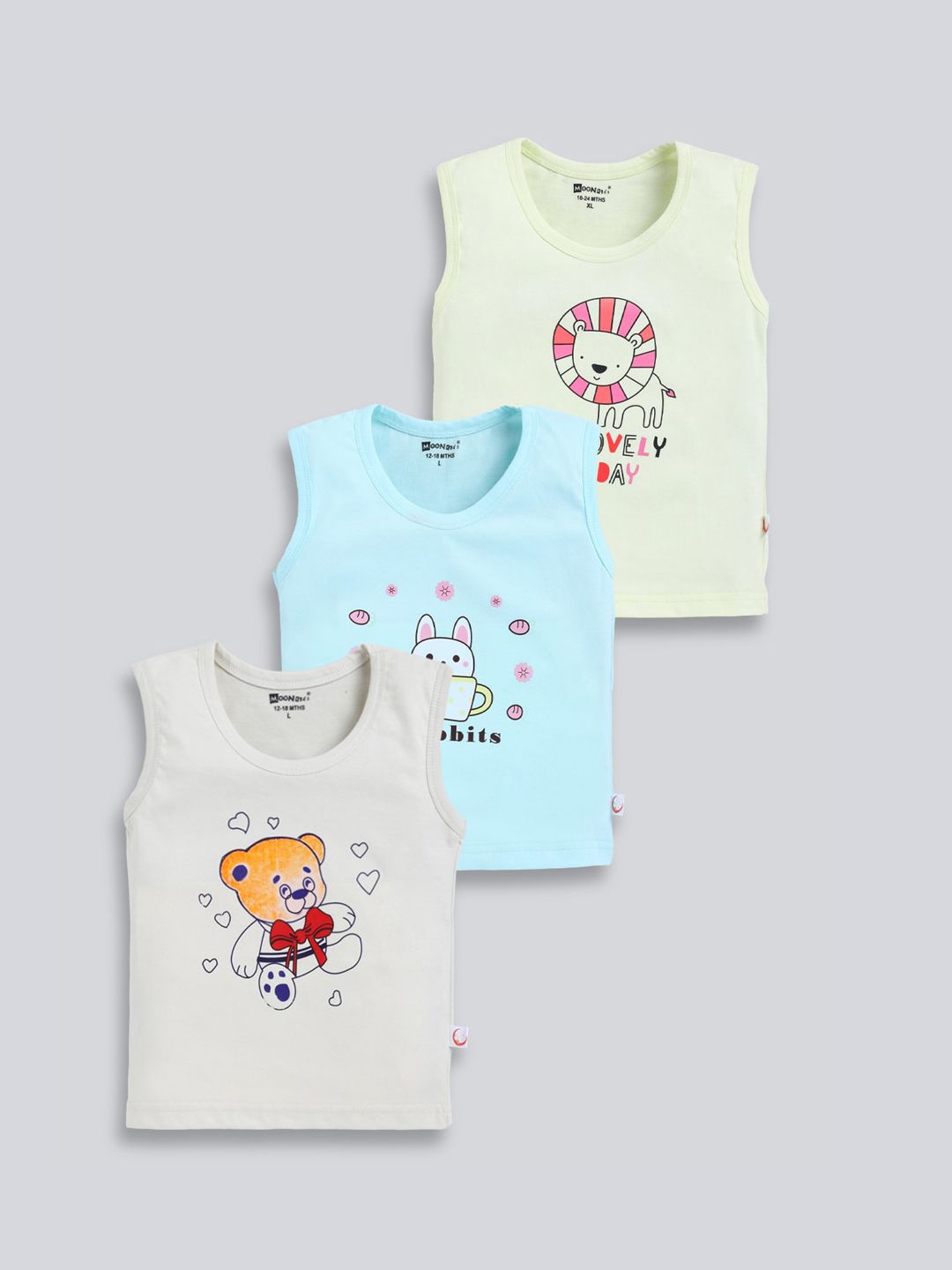 MooNKids Kids Pack Of 3 Printed Cotton Innerwear Vests--image-20