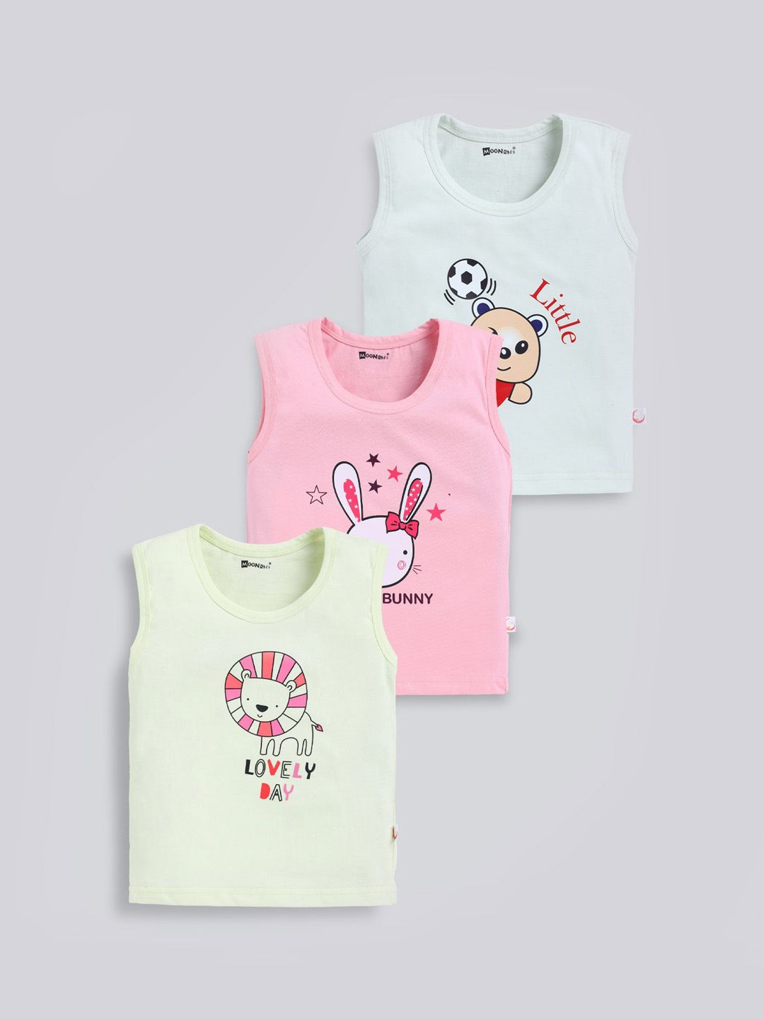 MooNKids Kids Pack Of 3 Printed Cotton Innerwear Vests--image-18