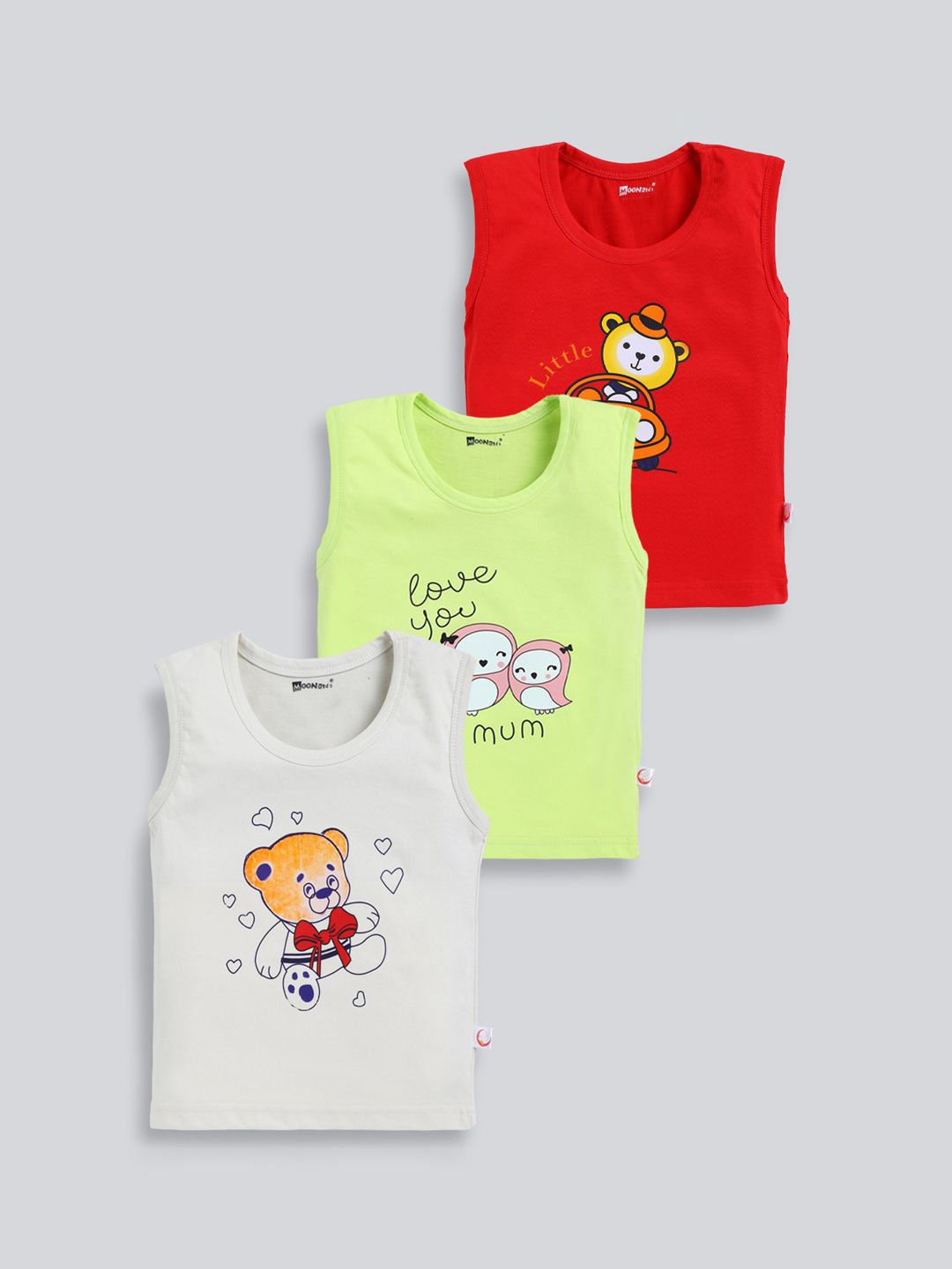 MooNKids Kids Pack Of 3 Printed Cotton Innerwear Vests- MK_Vest_320-image-34