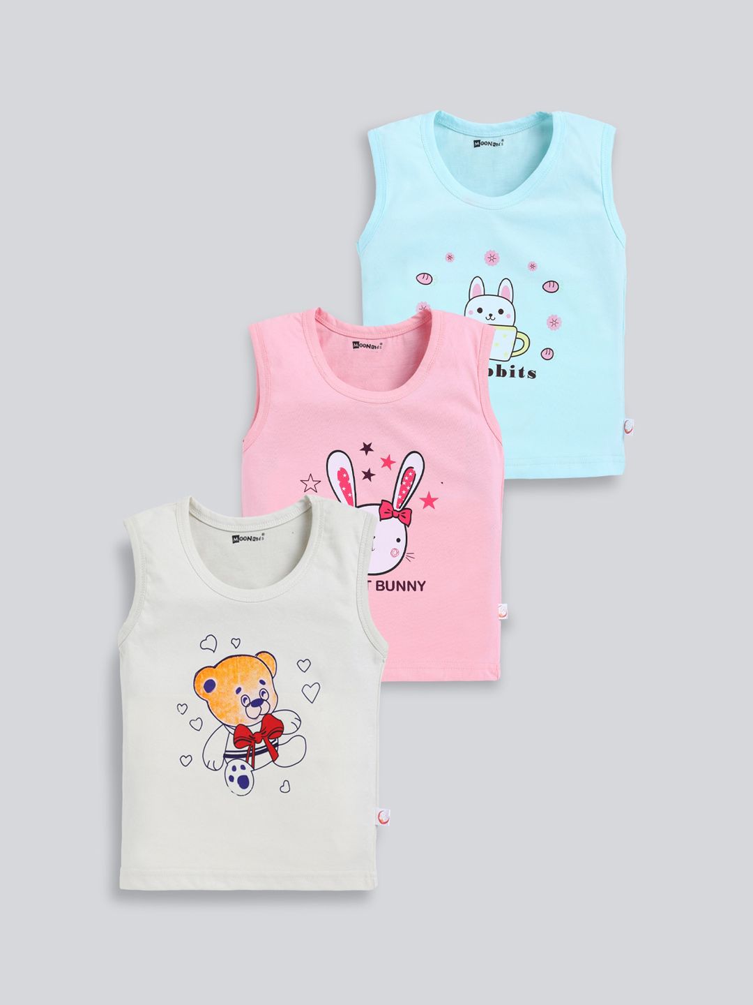 MooNKids Kids Pack Of 3 Printed Cotton Innerwear Vests- MK_Vest_325-image-16