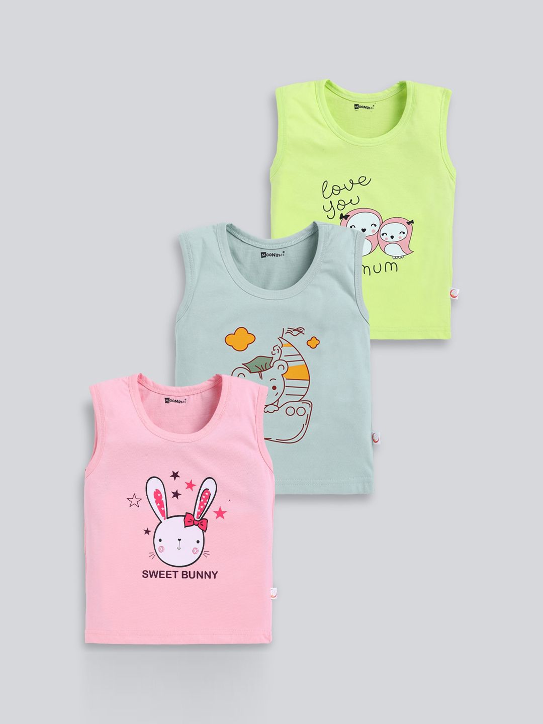 MooNKids Kids Pack Of 3 Printed Cotton Vests MK_Vest_39-image-13
