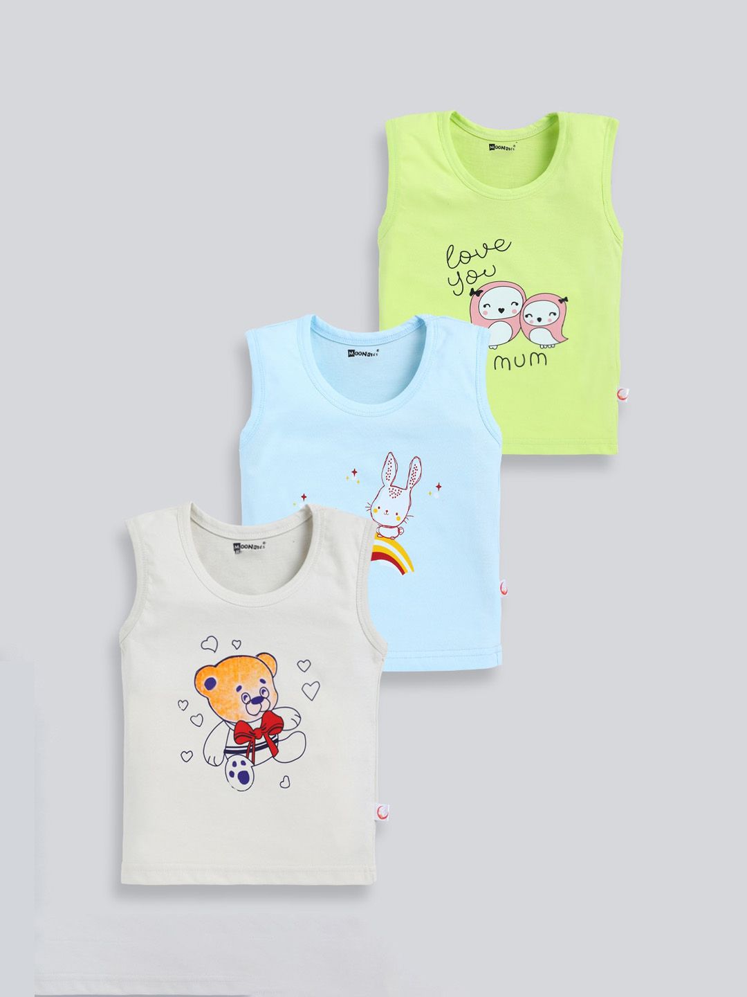 MooNKids Kids Pack Of 3 Printed Cotton Innerwear Vests- MK_Vest_336-image-25