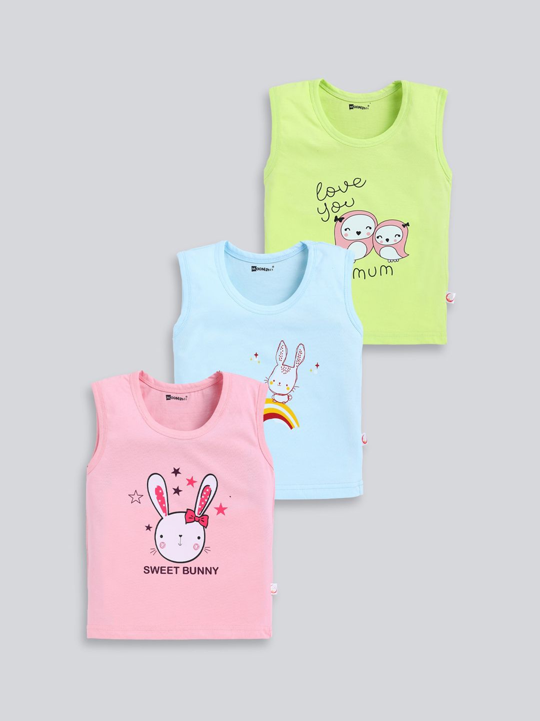 MooNKids Kids Pack Of 3 Printed Cotton Rich Sleeveless Innerwear Vests MK_Vest_316-image-23