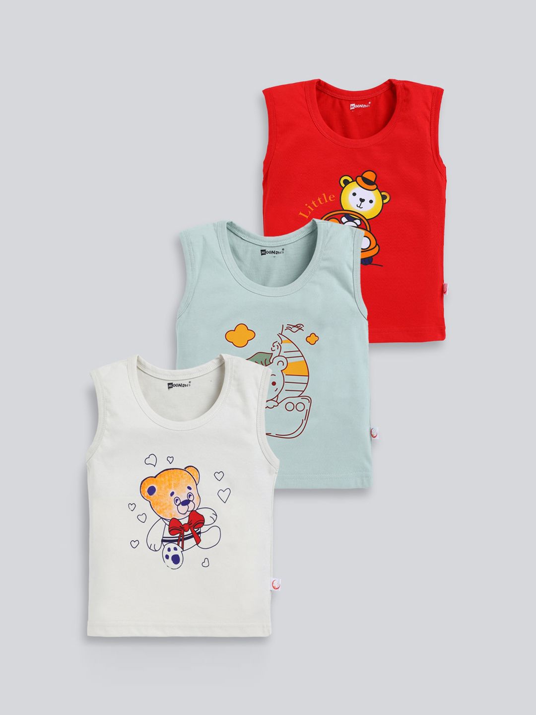 MooNKids Kids Pack Of 3 Printed Cotton Vests MK_Vest_312-image-31