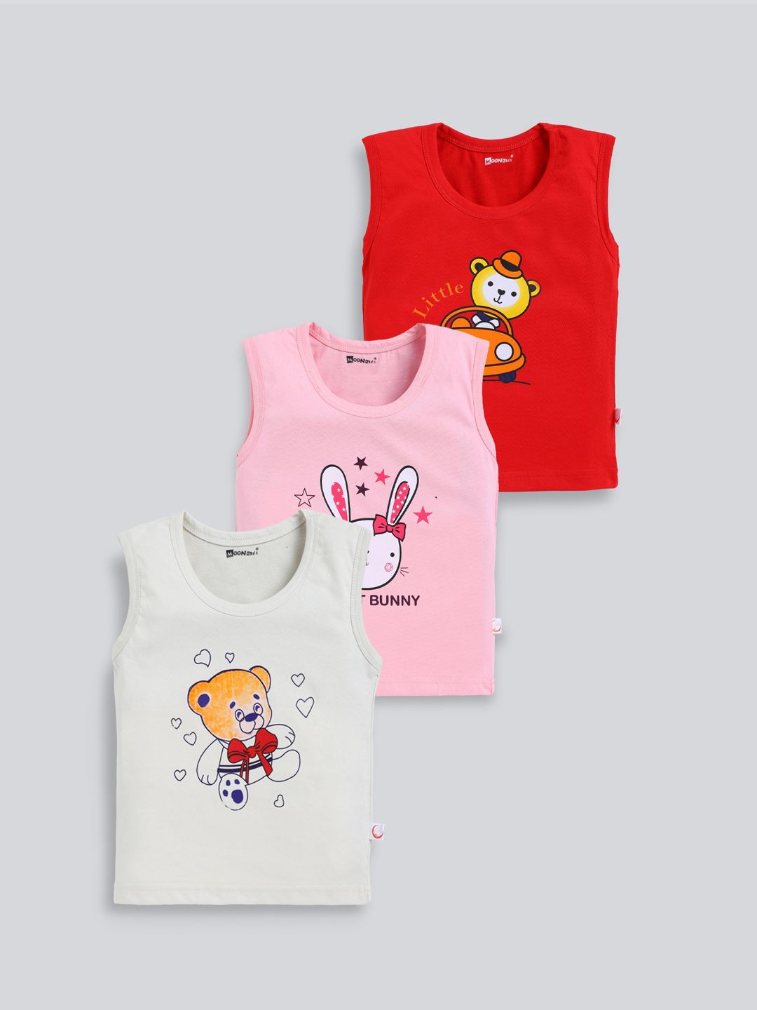 MooNKids Kids Pack Of 3 Printed Cotton Innerwear Vests- MK_Vest_324-image-30