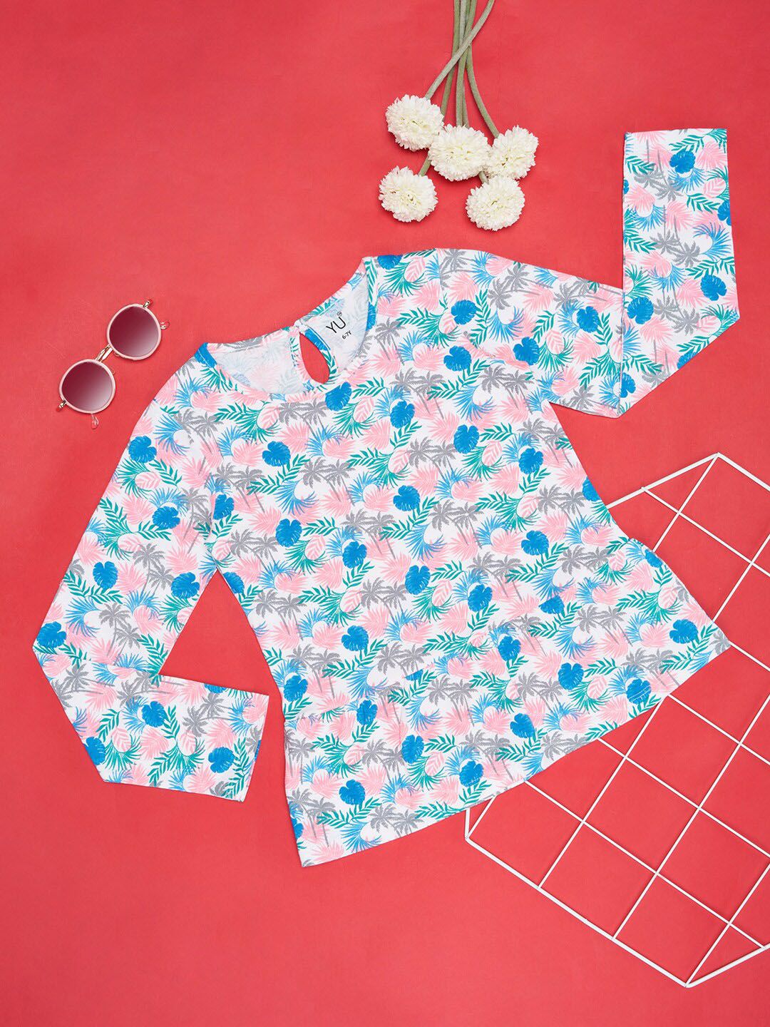 YU by Pantaloons Girls Floral Printed Round Neck Long Sleeves Regular Fit T-shirt-picture-41