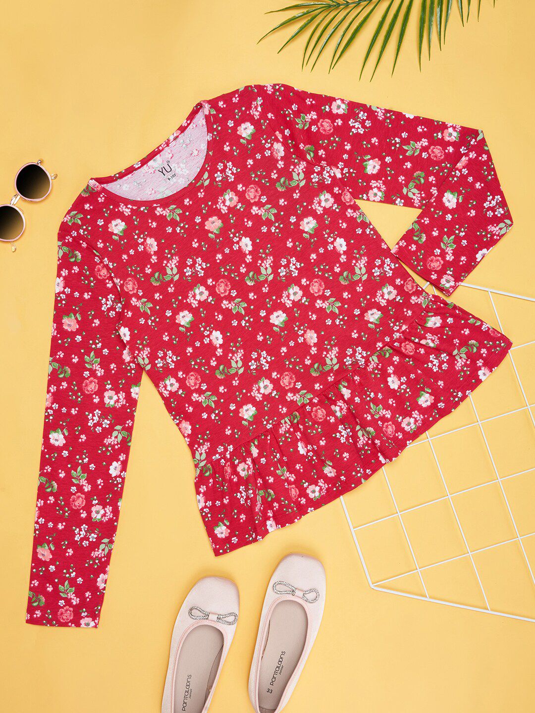 YU by Pantaloons Girls Floral Printed Round Neck Long Sleeves Regular Fit T-shirt-picture-14