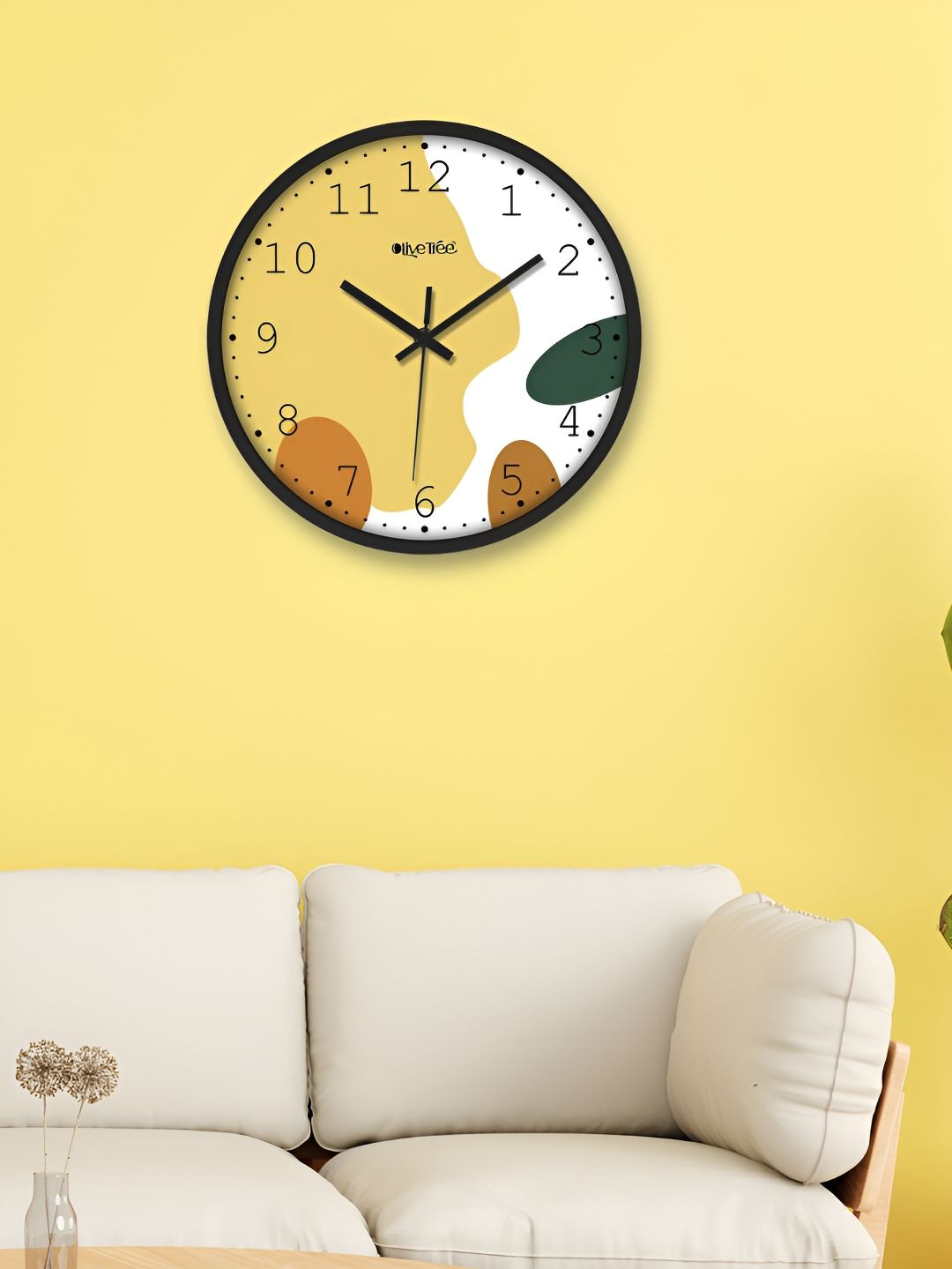 OLIVE TREE Black & Yellow Contemporary Wall Clock-picture-40