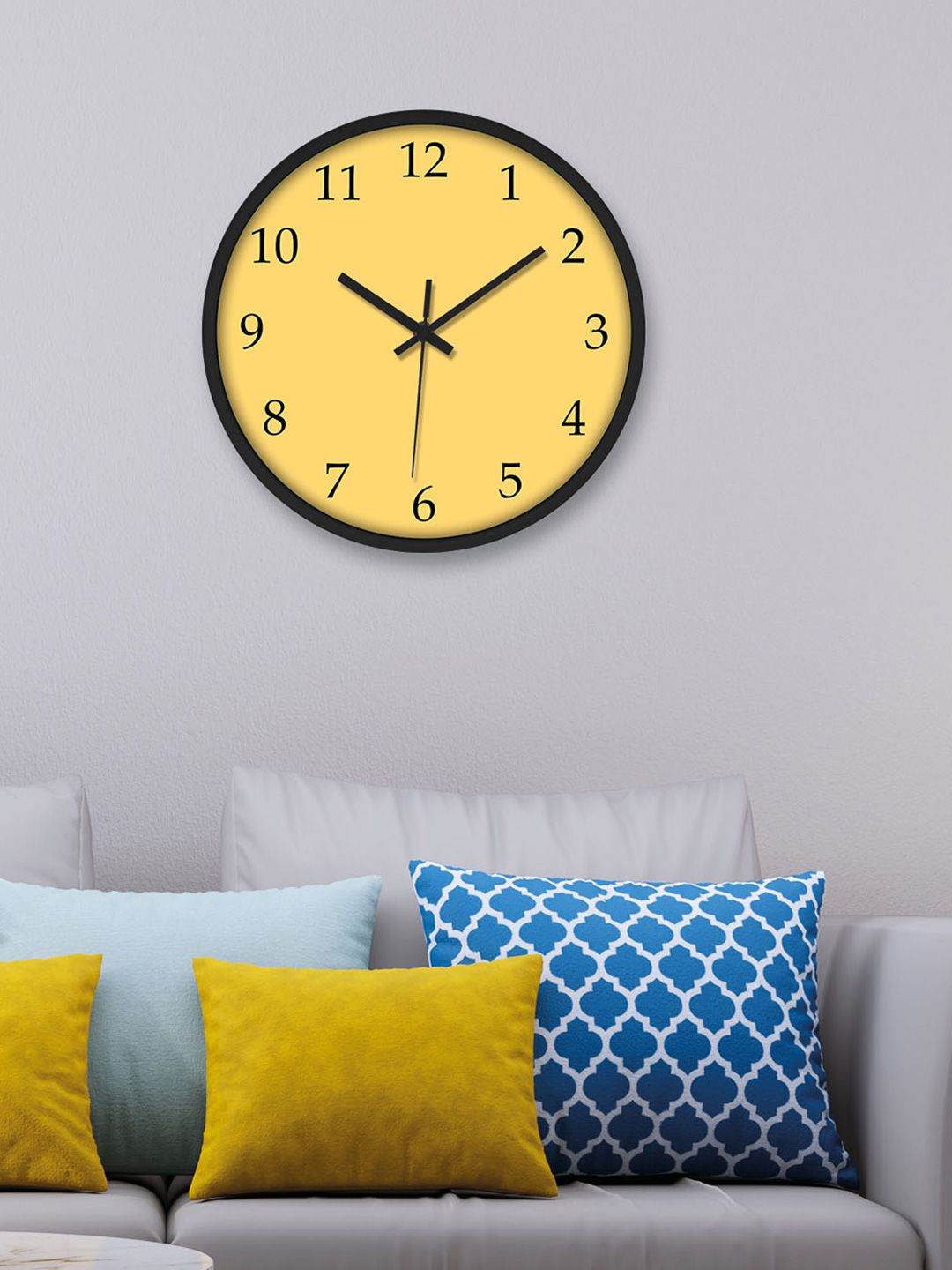 OLIVE TREE Black & Yellow Round Contemporary Wall Clock-picture-34
