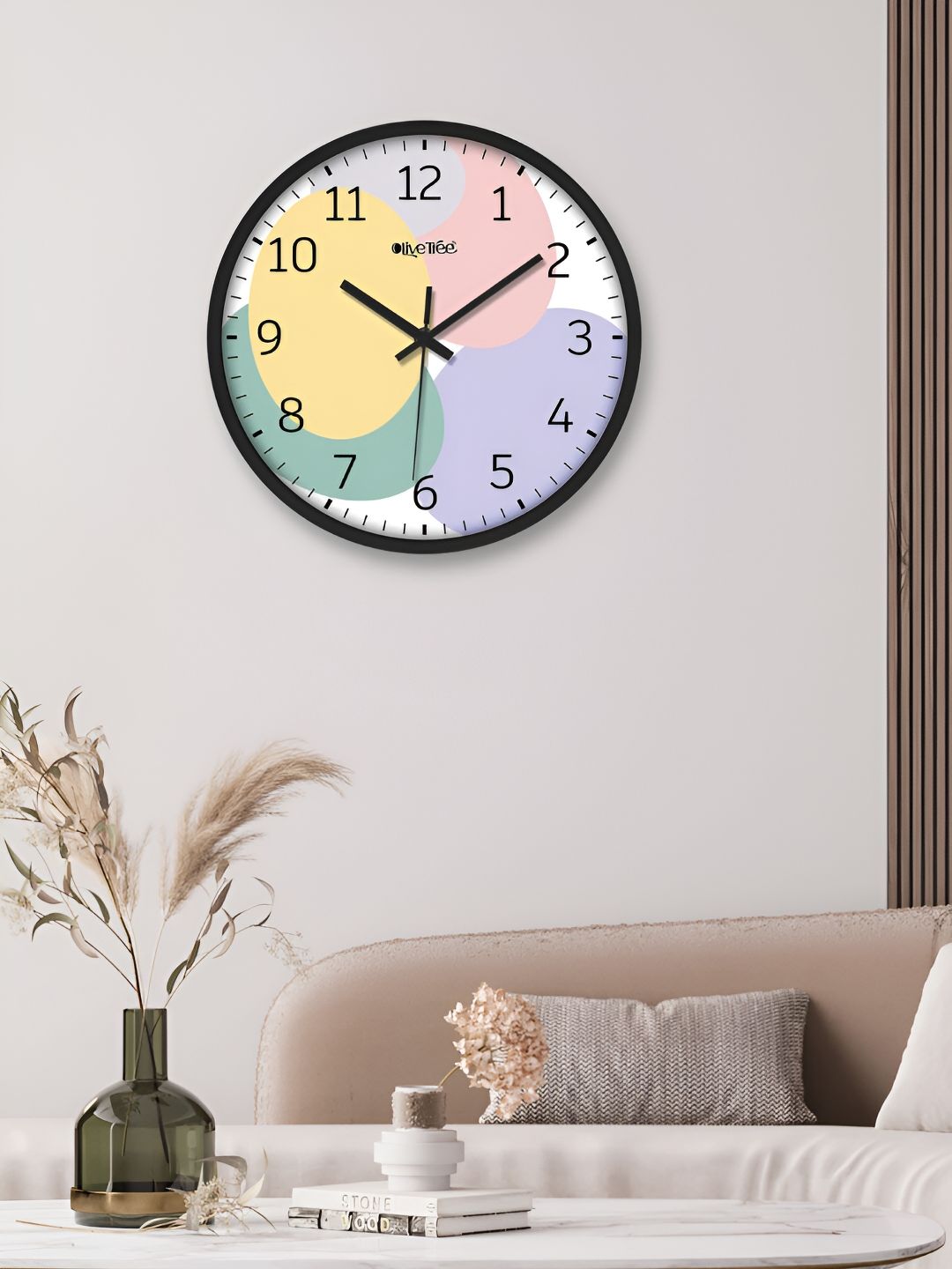 OLIVE TREE Black & Green Textured Contemporary Wall Clock-picture-32