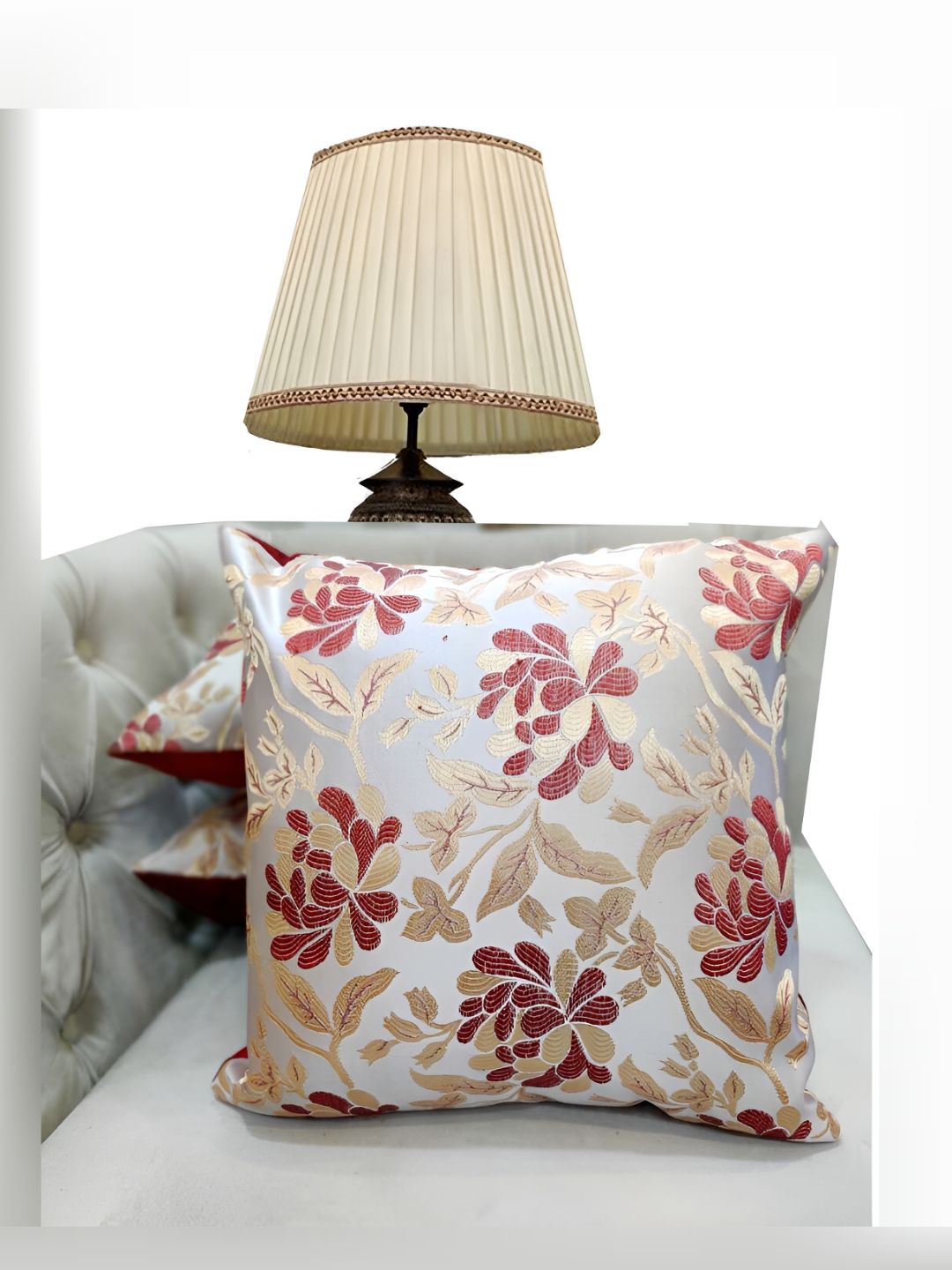 Good Vibes Maroon & Grey 3 Pieces Ethnic Motifs Square Cushion Covers-image-18