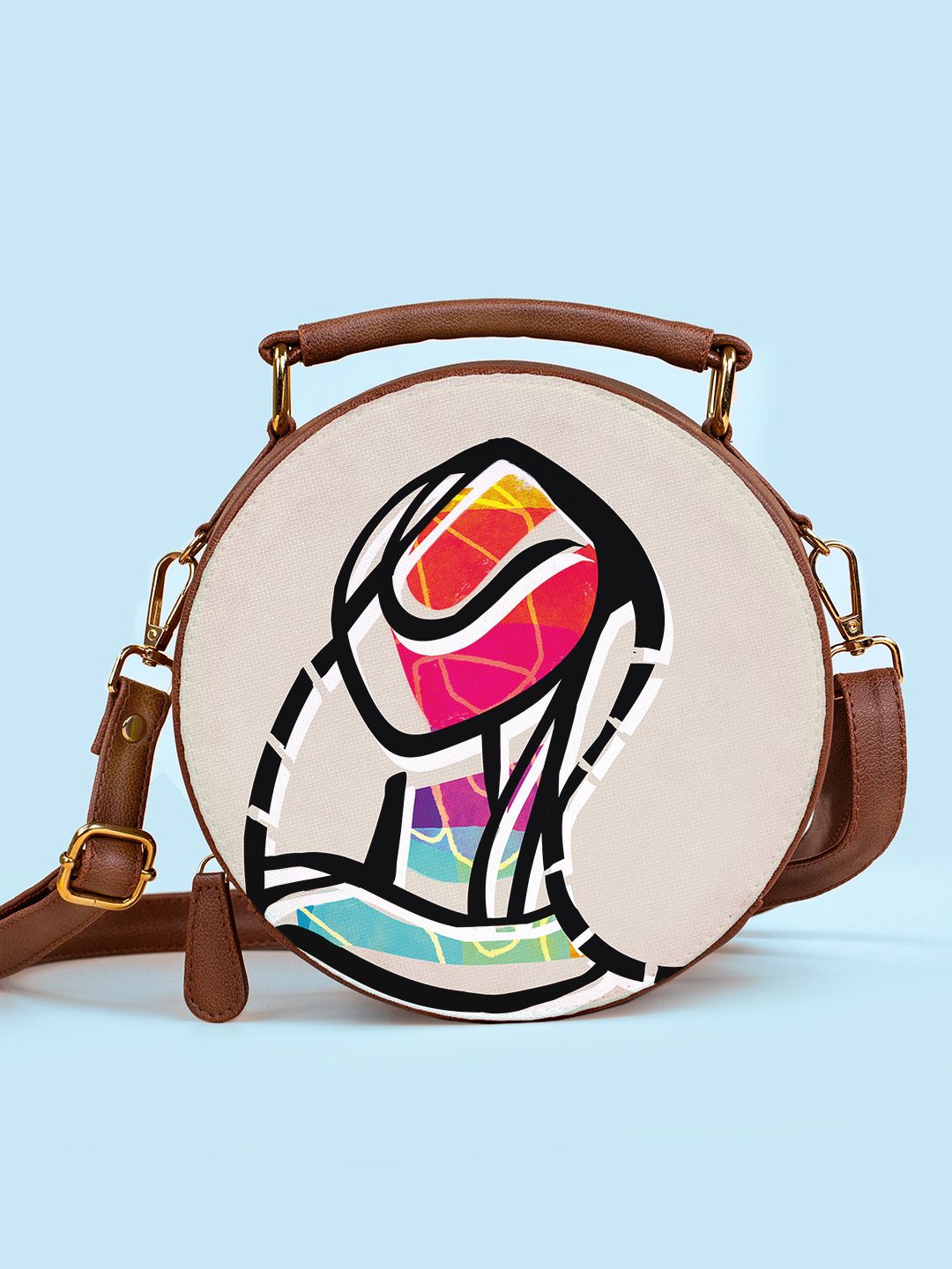 Kalankit Printed Vegan Leather Structured Crossbody Sling Bag-picture-21