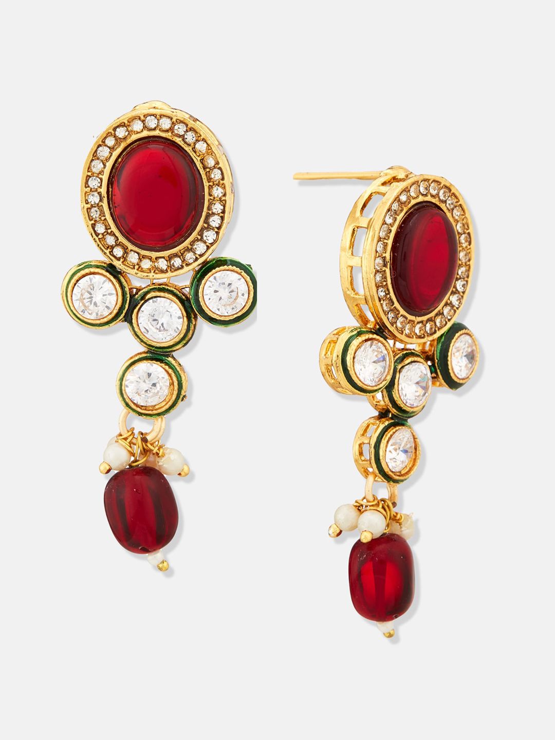 ATIBELLE Gold-Plated Kundan-Studded & Beaded Jewellery Set
