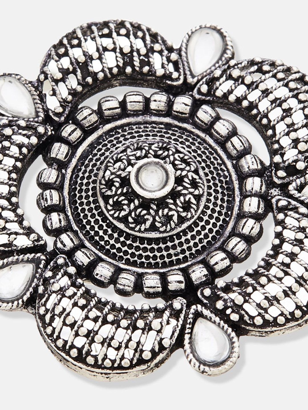 ATIBELLE Silver-Plated Stone-Studded Finger Ring