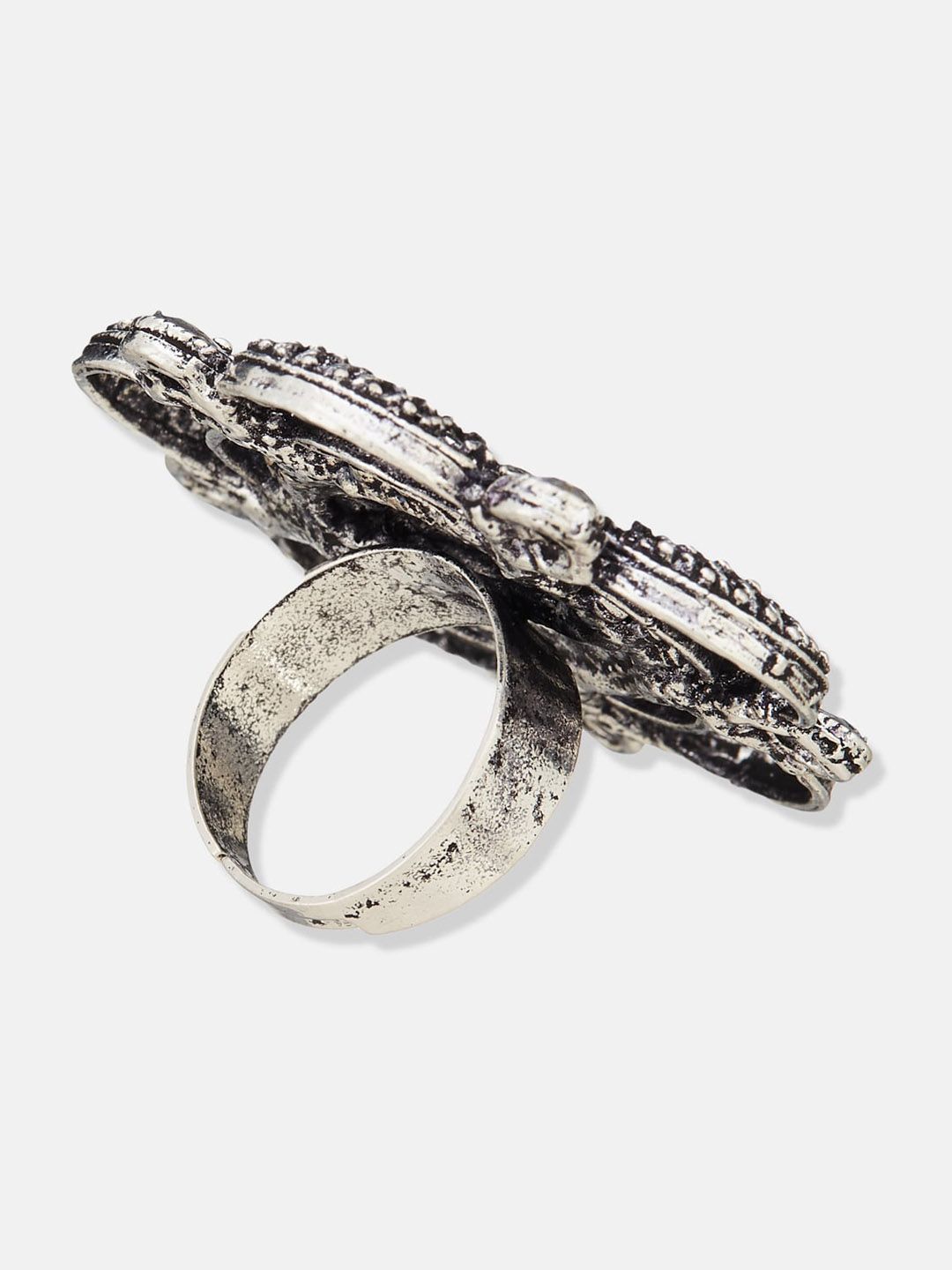 ATIBELLE Silver-Plated Stone-Studded Finger Ring