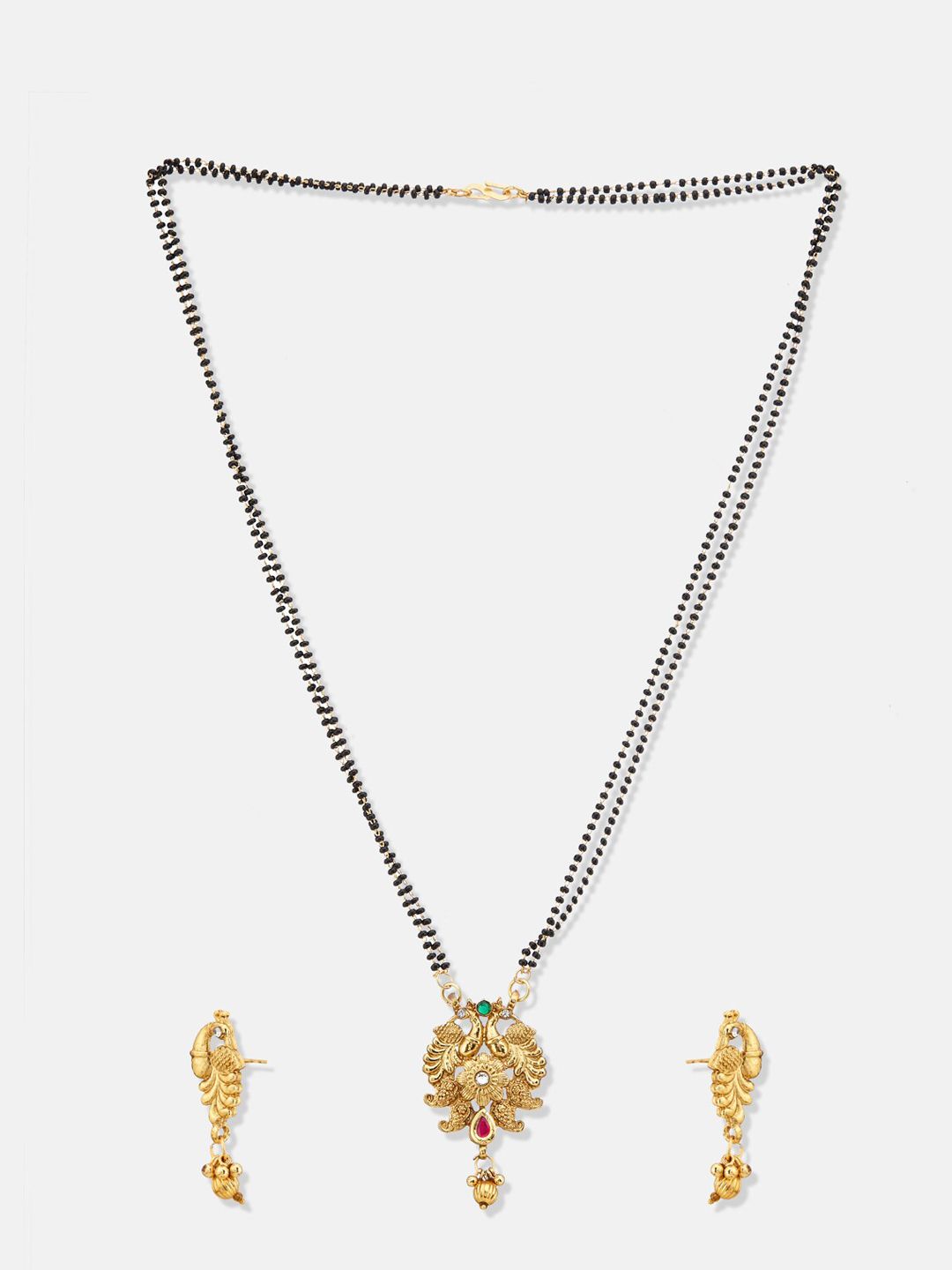 ATIBELLE Gold-Plated Stones Studded and Beaded Mangalsutra