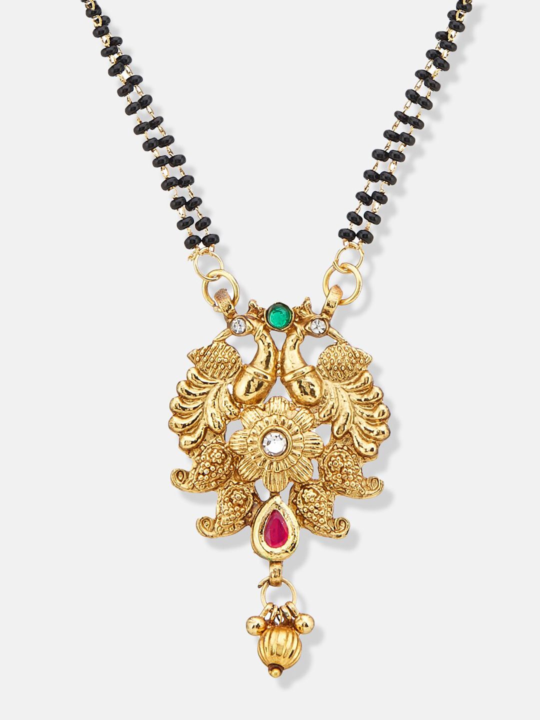 ATIBELLE Gold-Plated Stones Studded and Beaded Mangalsutra